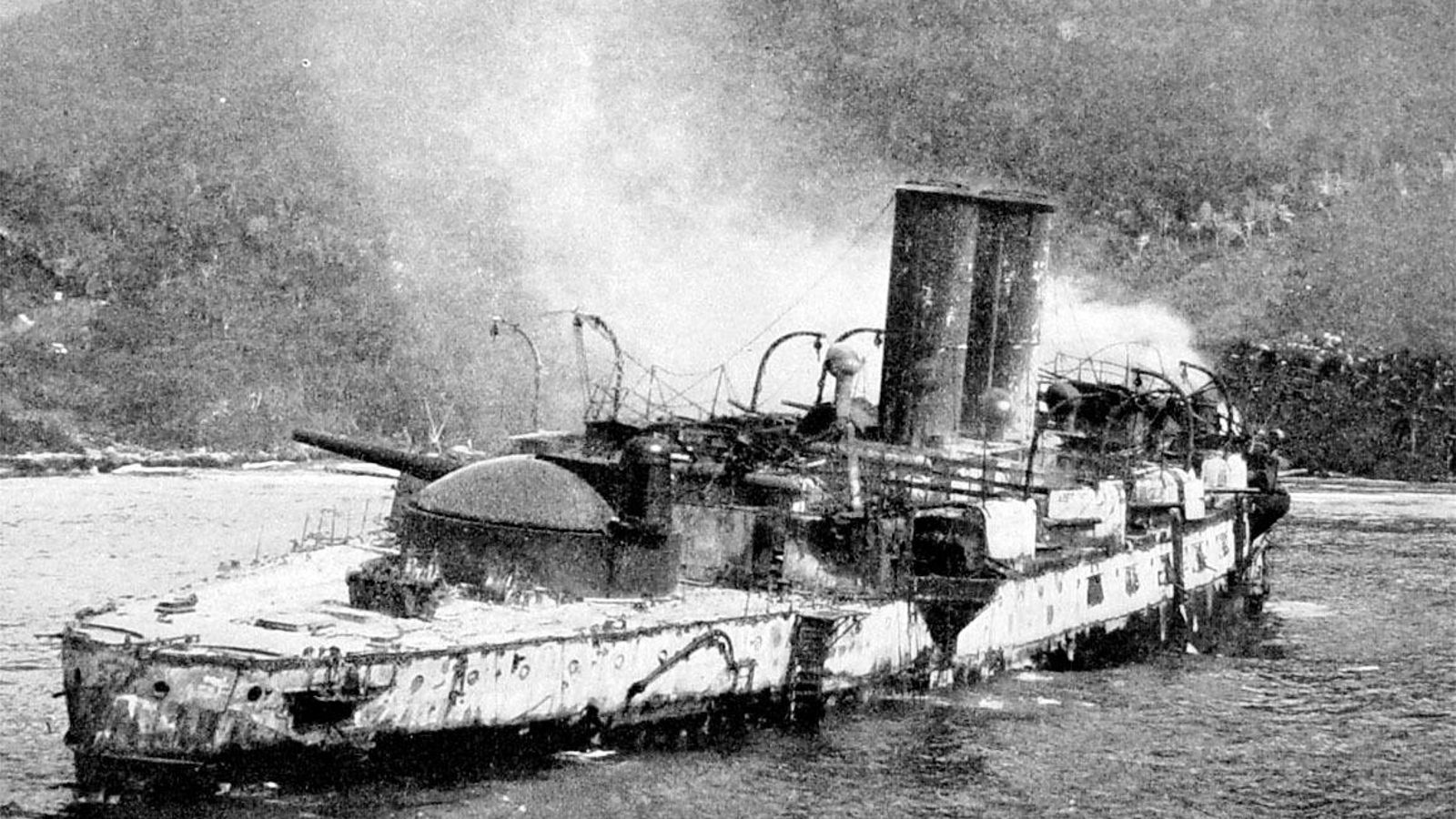 Restos de uno de los buques del Almirante Cervera
