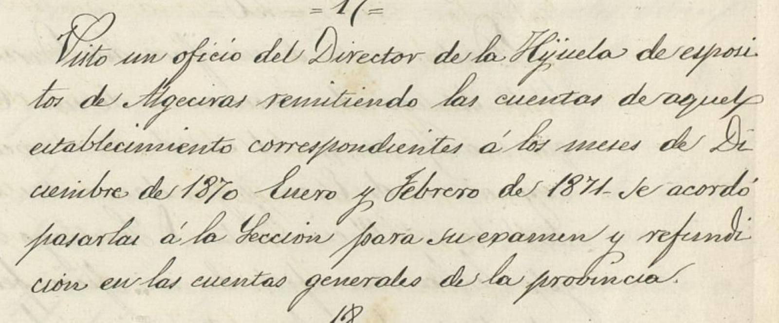 El director de la Hijuela de Algeciras rinde cuentas.