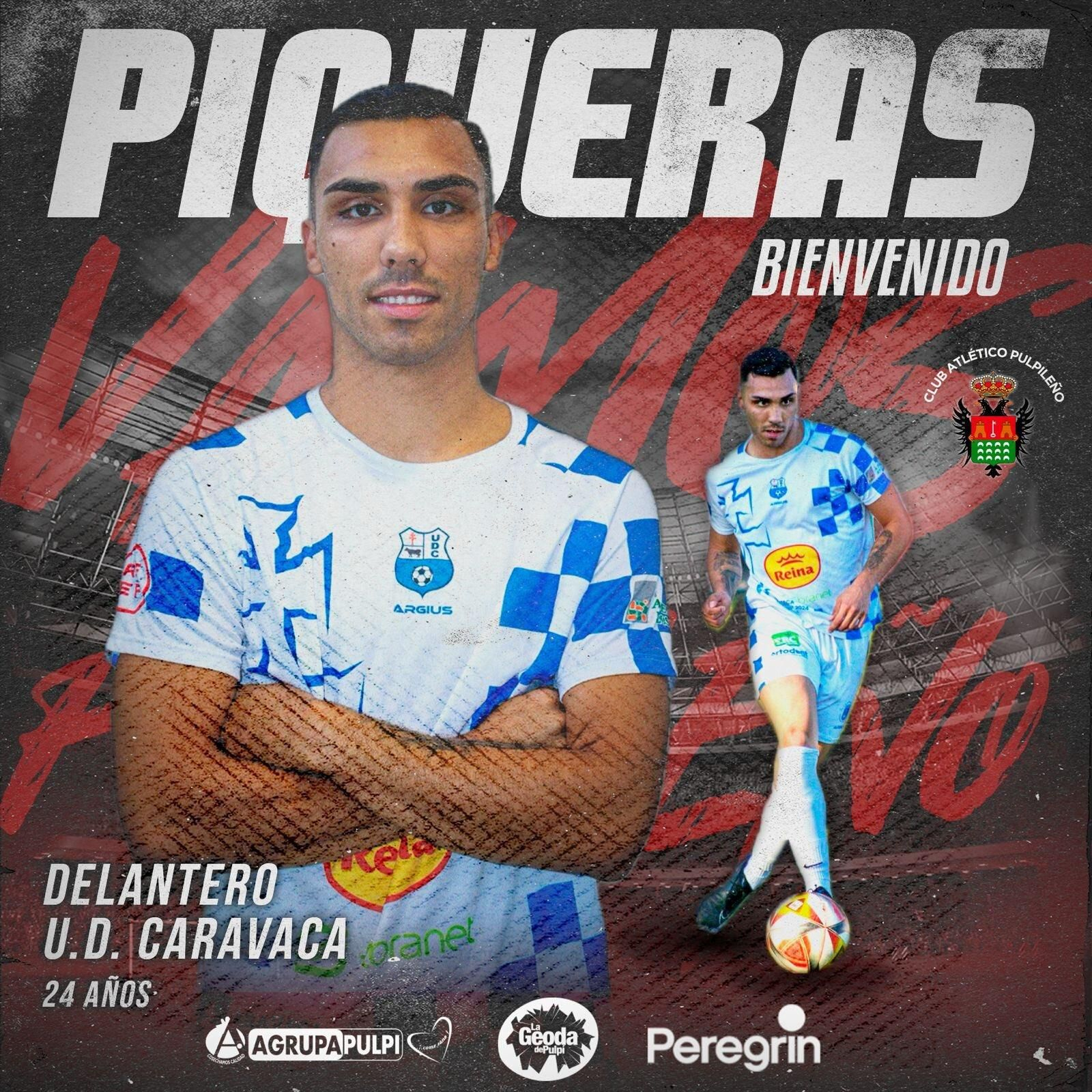 Cartel con el que el conjunto rojinegro anunciaba la incorporación de Antonio José Piqueras.