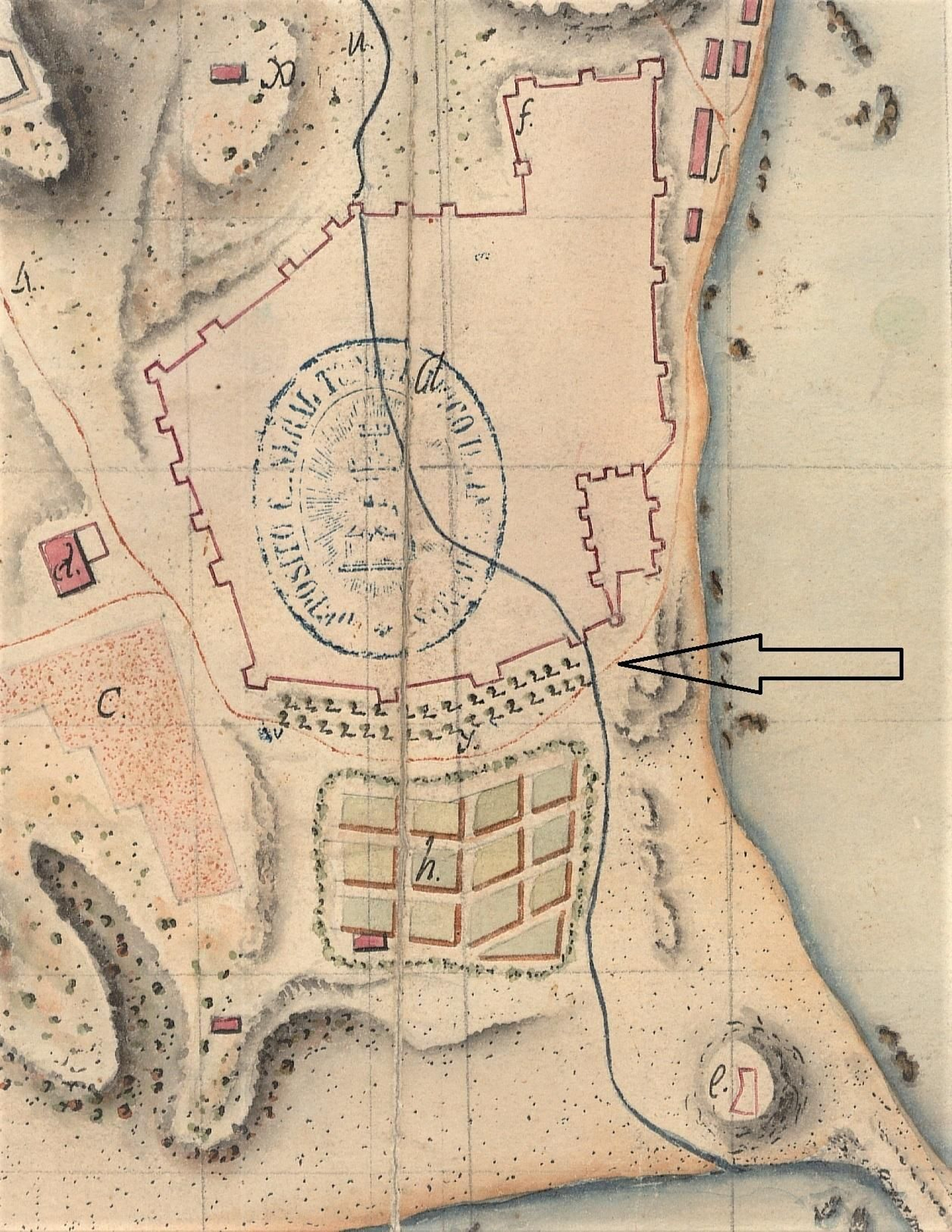 Plano fechado en noviembre de 1812 en el que ya aparece formada la alameda.