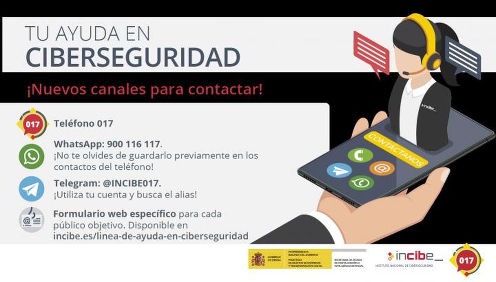 Vías de contacto con el Instituto Nacional de Ciberseguridad
