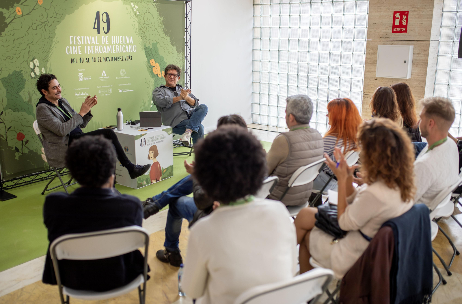 Pedro Casablanc en su charla en el Festival de Cine de Huelva. Pedro Casablanc en su charla en el Festival de Cine de Huelva.