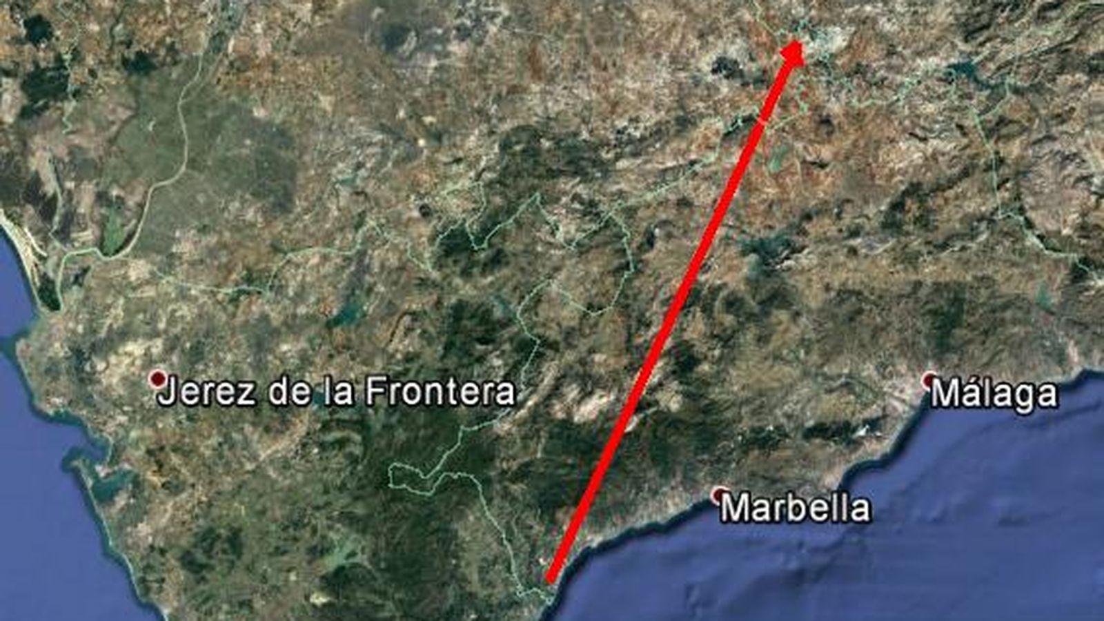 Trayectoria que recorrió la bola de fuego.