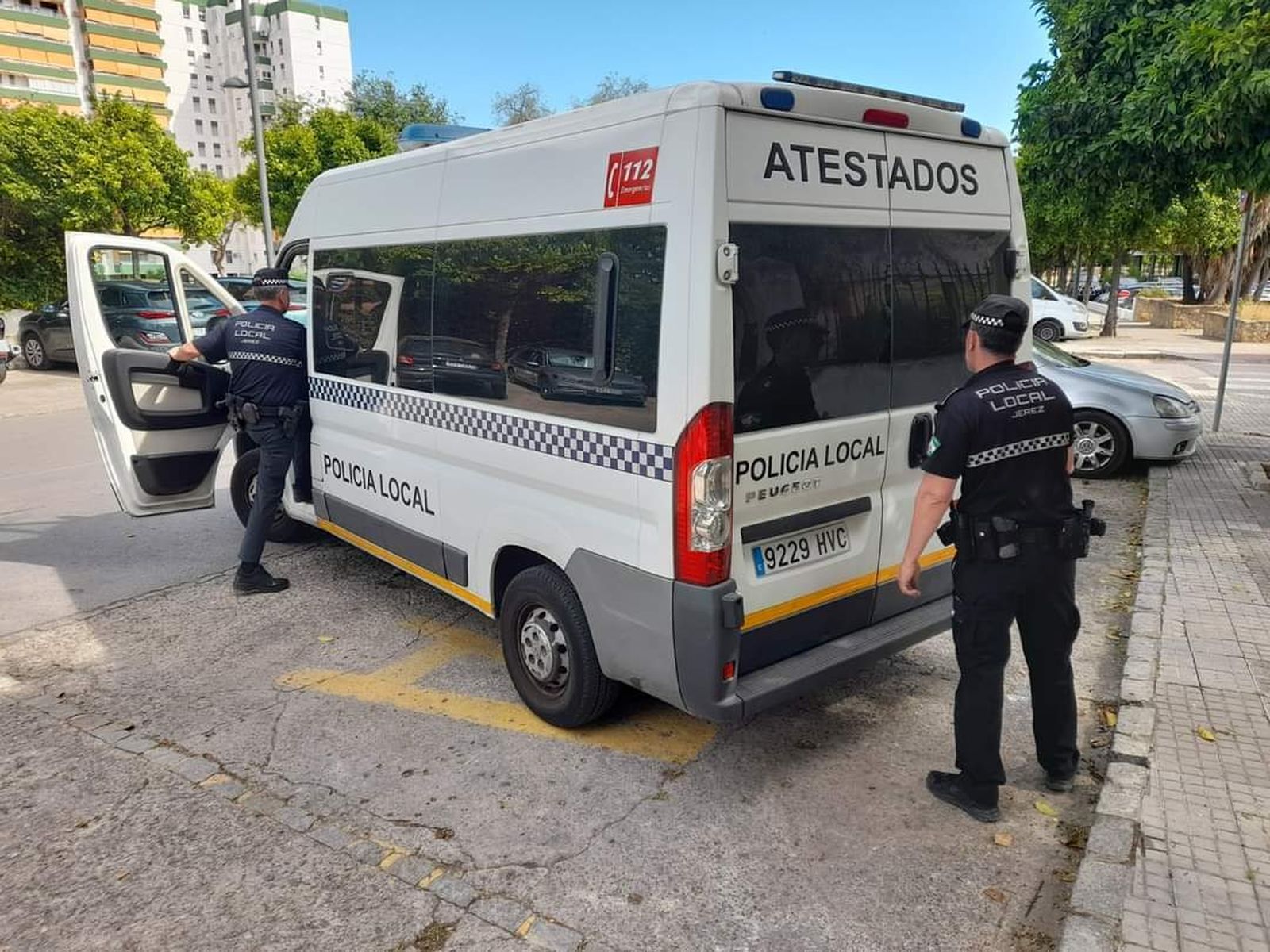 La furgoneta de atestados de Policía Local de Jerez.