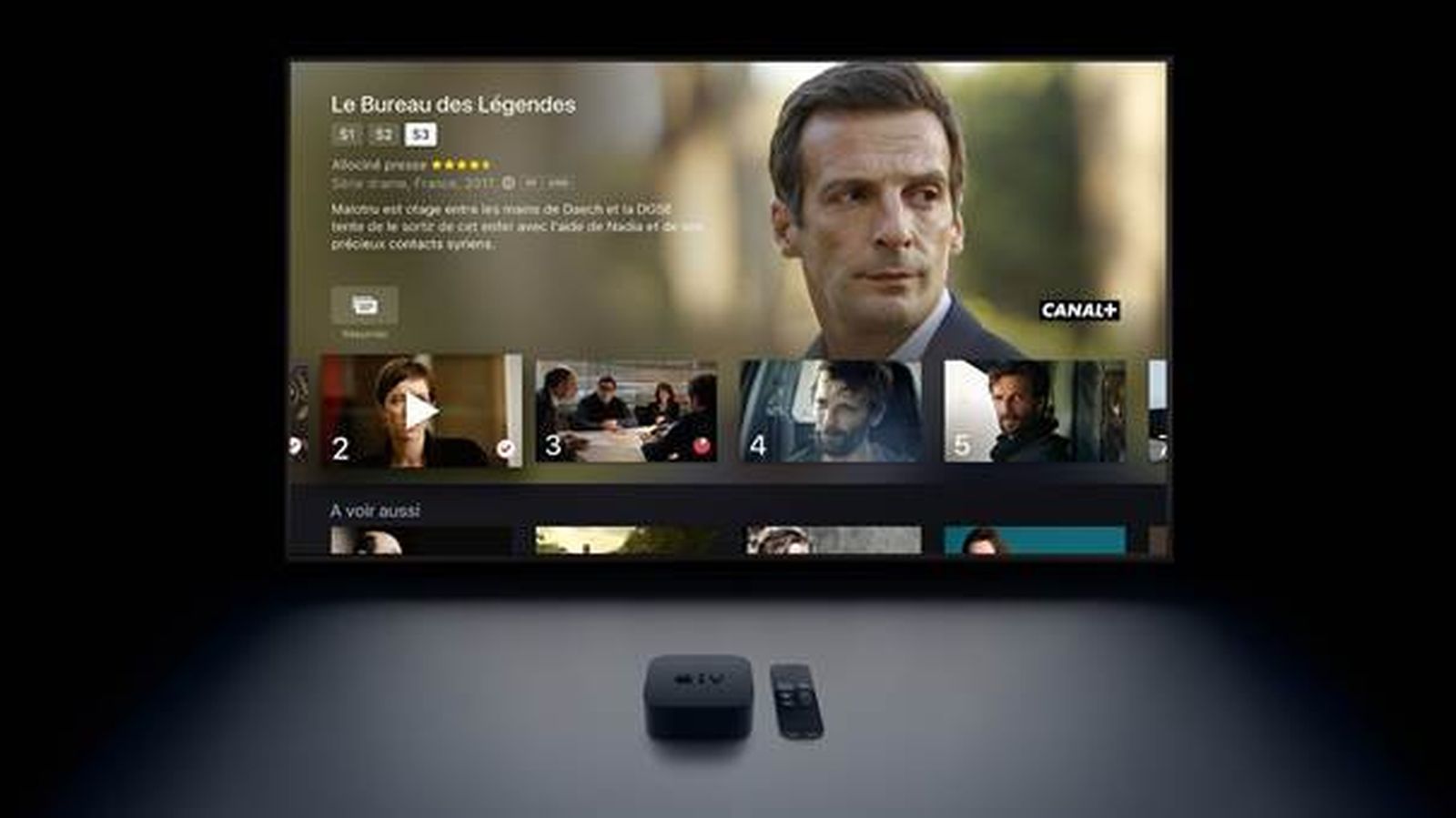 Interfaz de un contenido de cine de la oferta actual de Canal + en Francia.