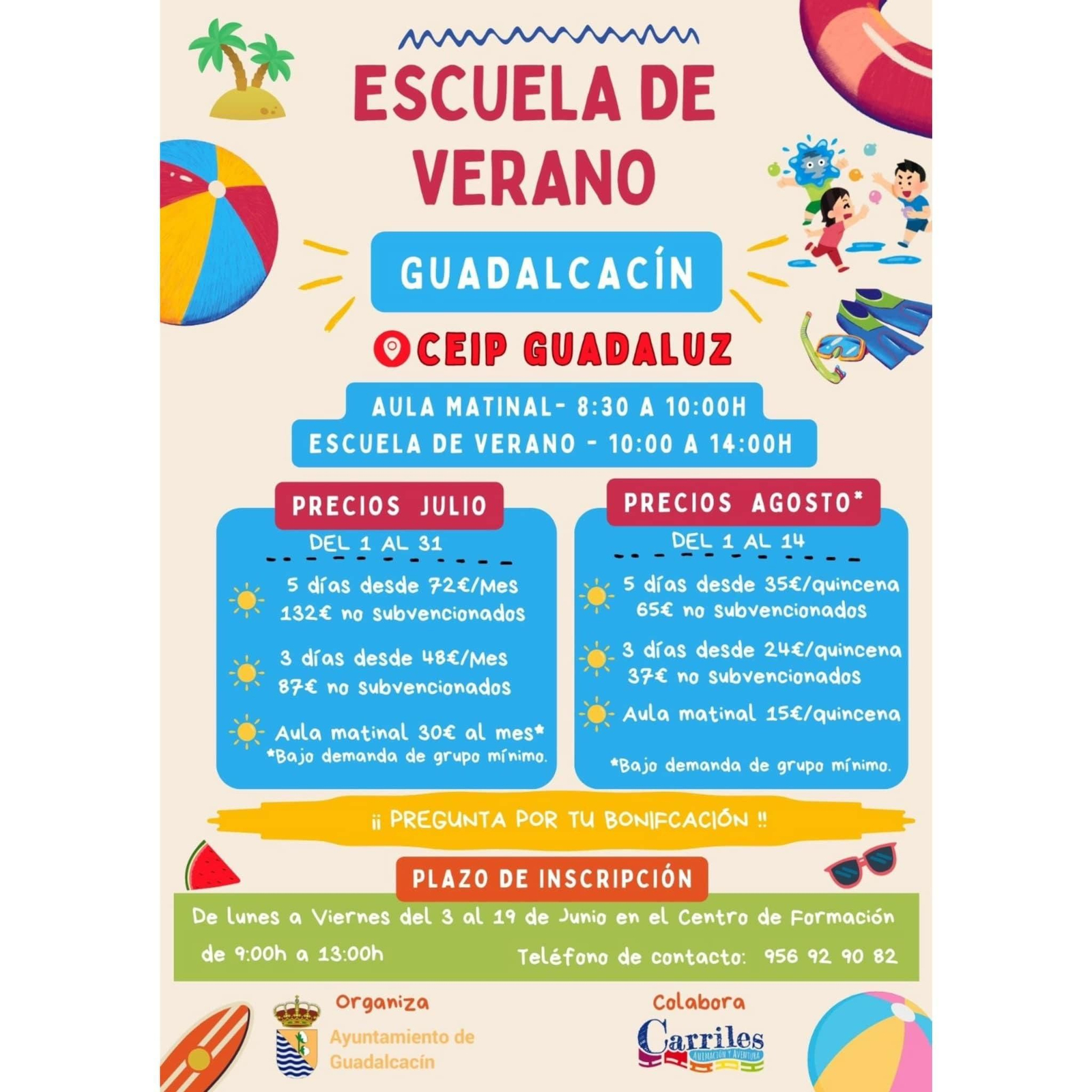 El Ayuntamiento de Guadalcacín abre el plazo para las inscripciones de su Escuela de Verano El Ayuntamiento de Guadalcacín abre el plazo para las inscripciones de su Escuela de Verano