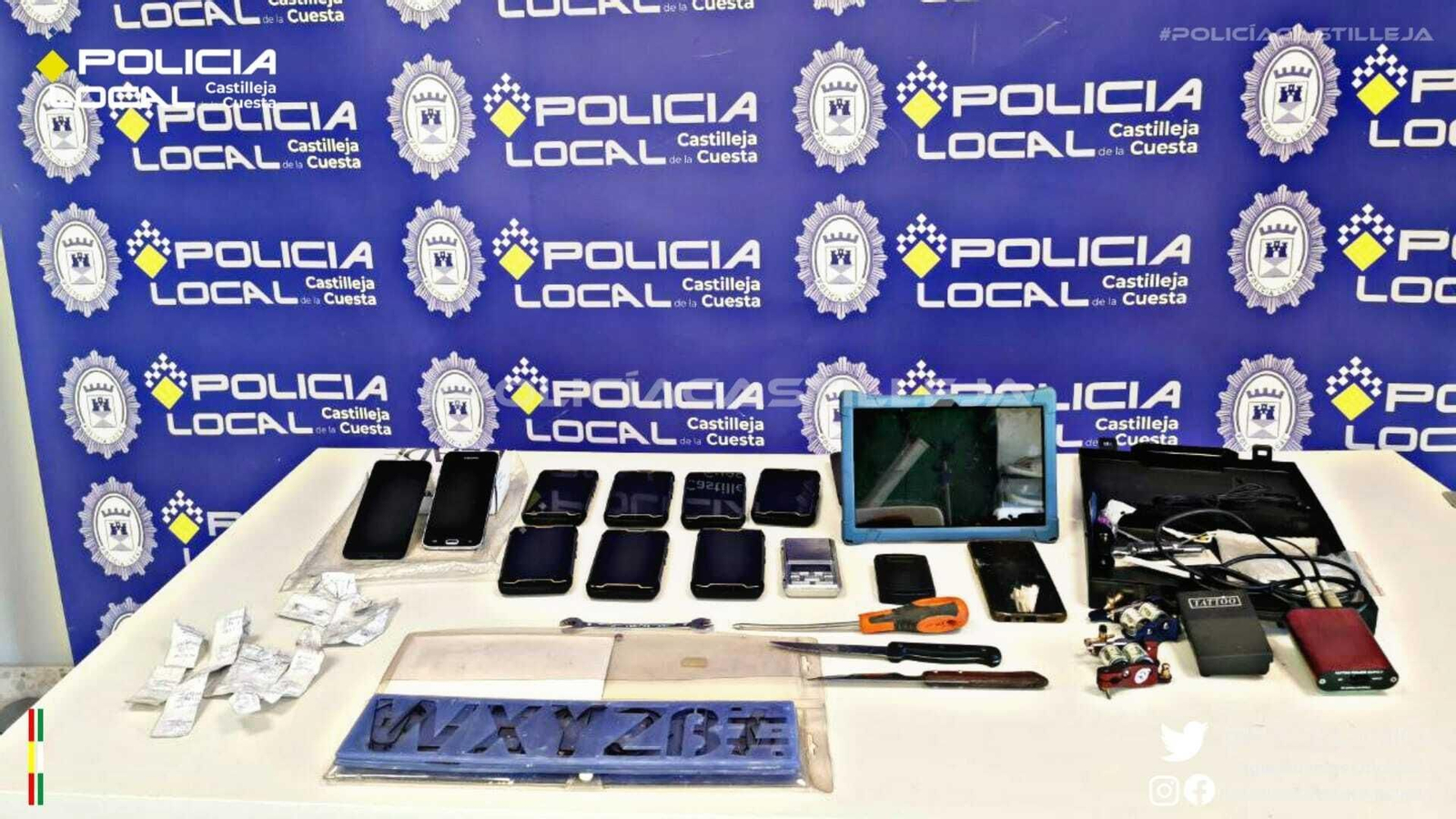 Material recuperado por la Policía Local de Castilleja de la Cuesta.