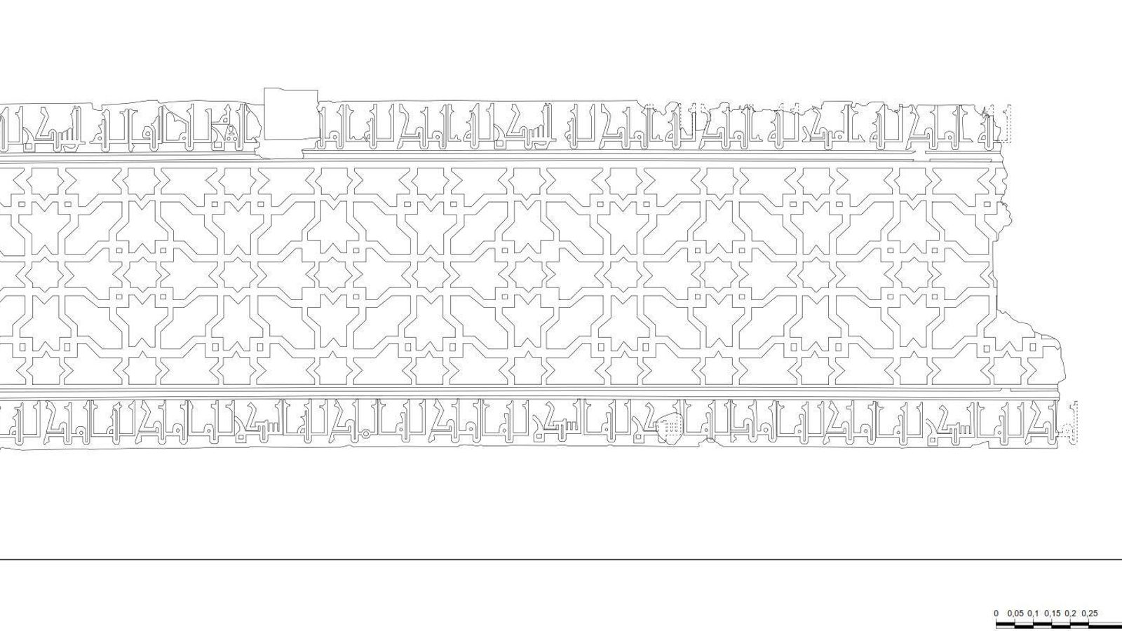 Plano a escala de las yeserías dibujado por los investigadores donde se aprecian las jaculatorias.