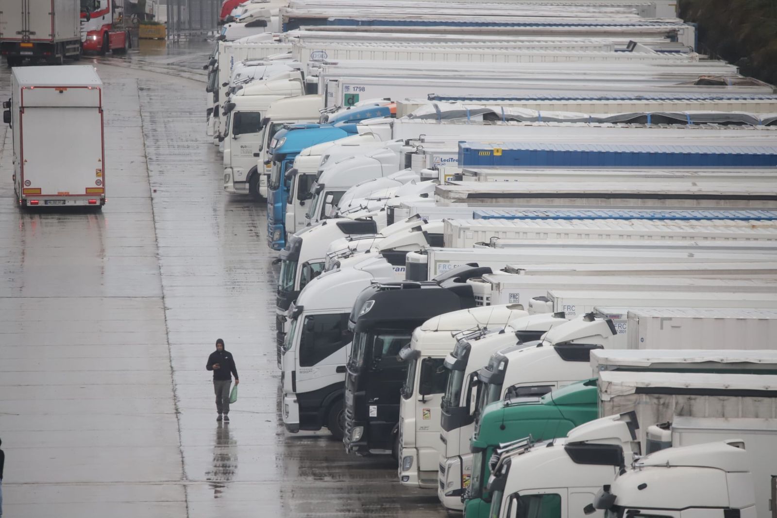 Camiones en el Puerto de Algeciras, este lunes.