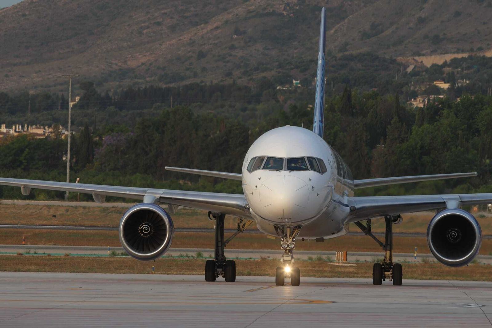 La llegada del primer vuelo de United Airlines a Málaga desde Nueva York.