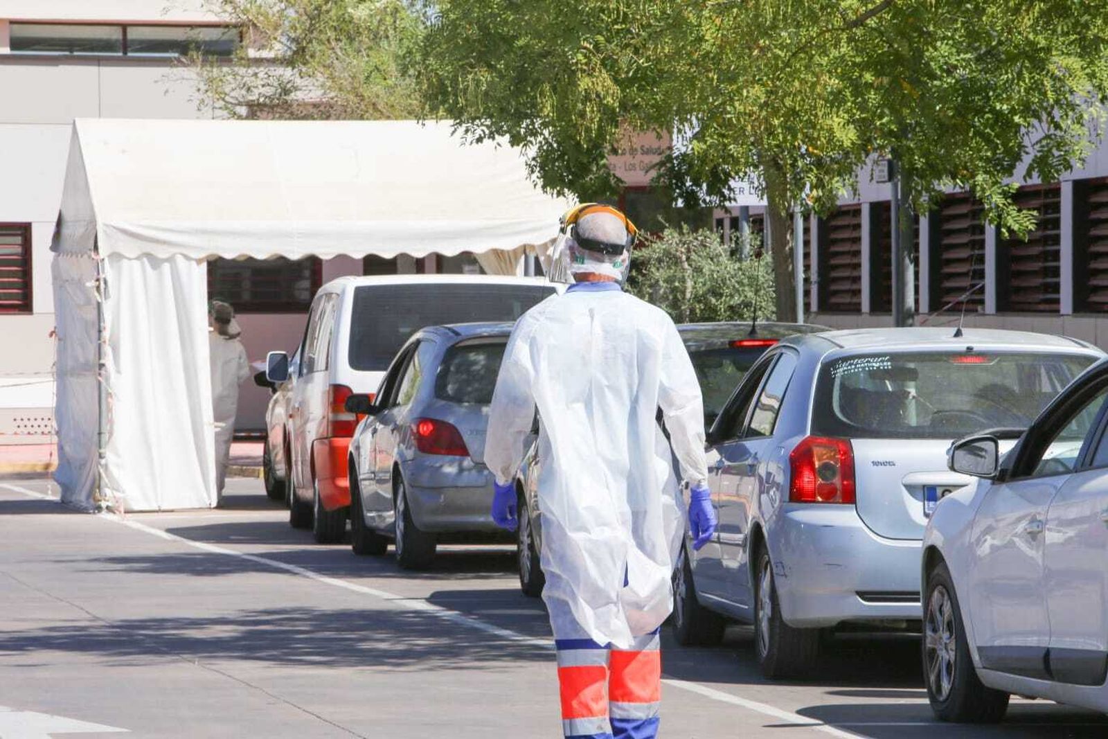 Punto de realización de pruebas Covid en el centro de salud de Los Gallos, en una imagen de archivo.