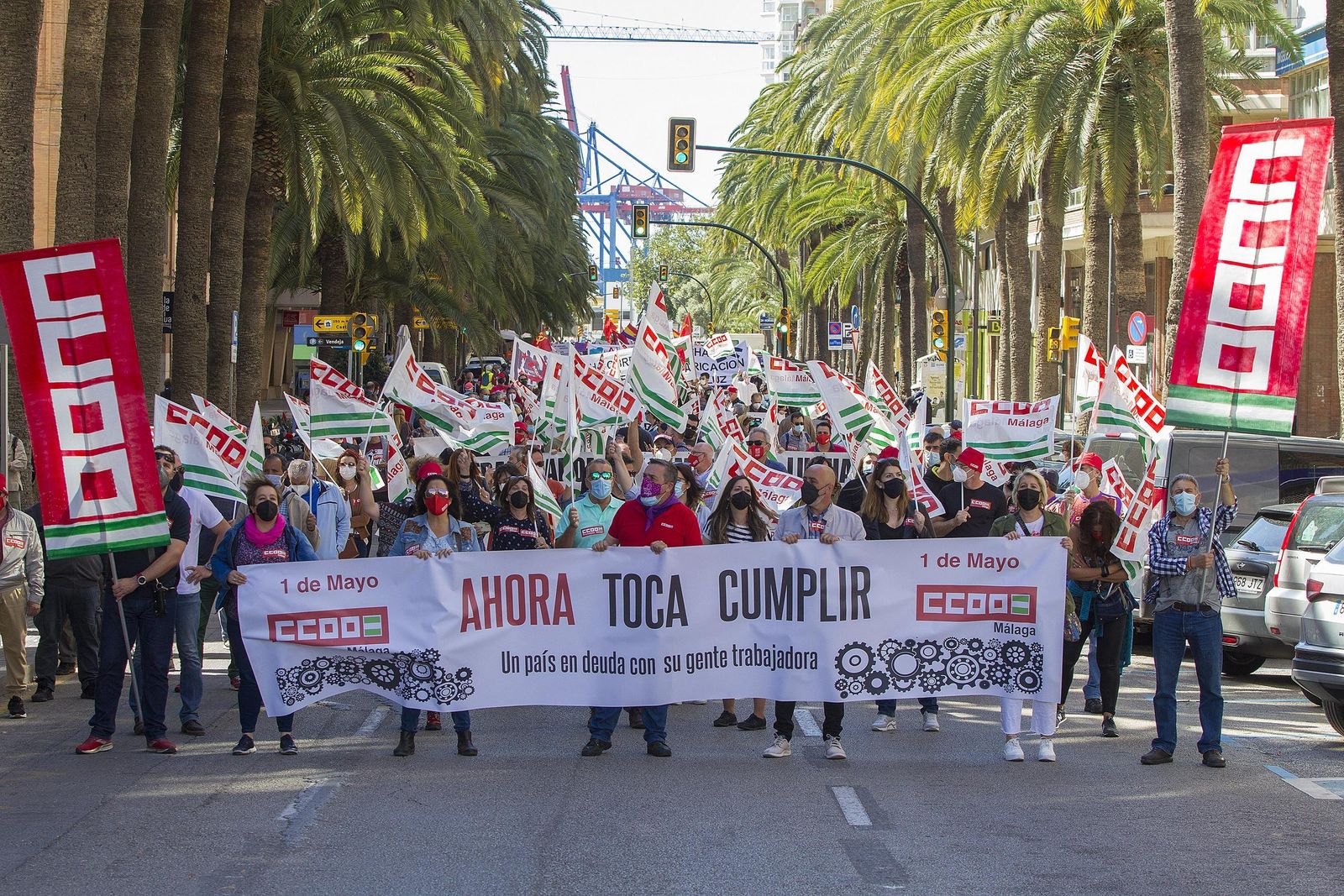 Primero de Mayo en Málaga marcado por la pandemia, en fotos
