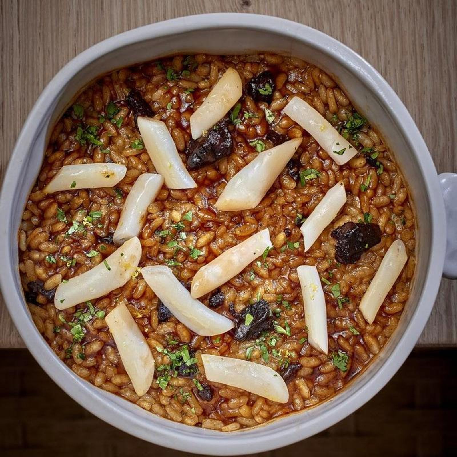 Arroz de morcilla y navajas