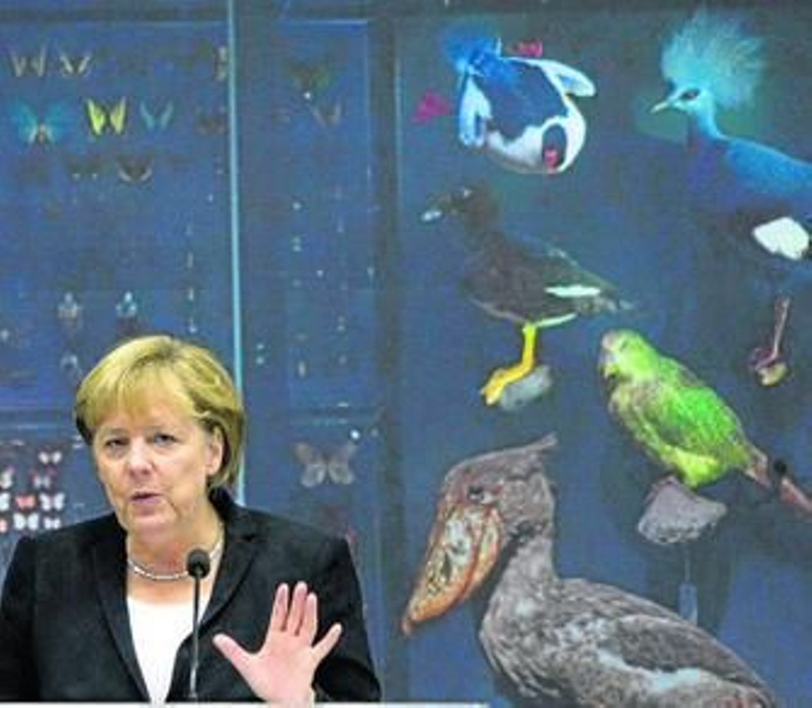 La canciller alemana, Angela Merkel, imparte ayer una conferencia en Berlín.