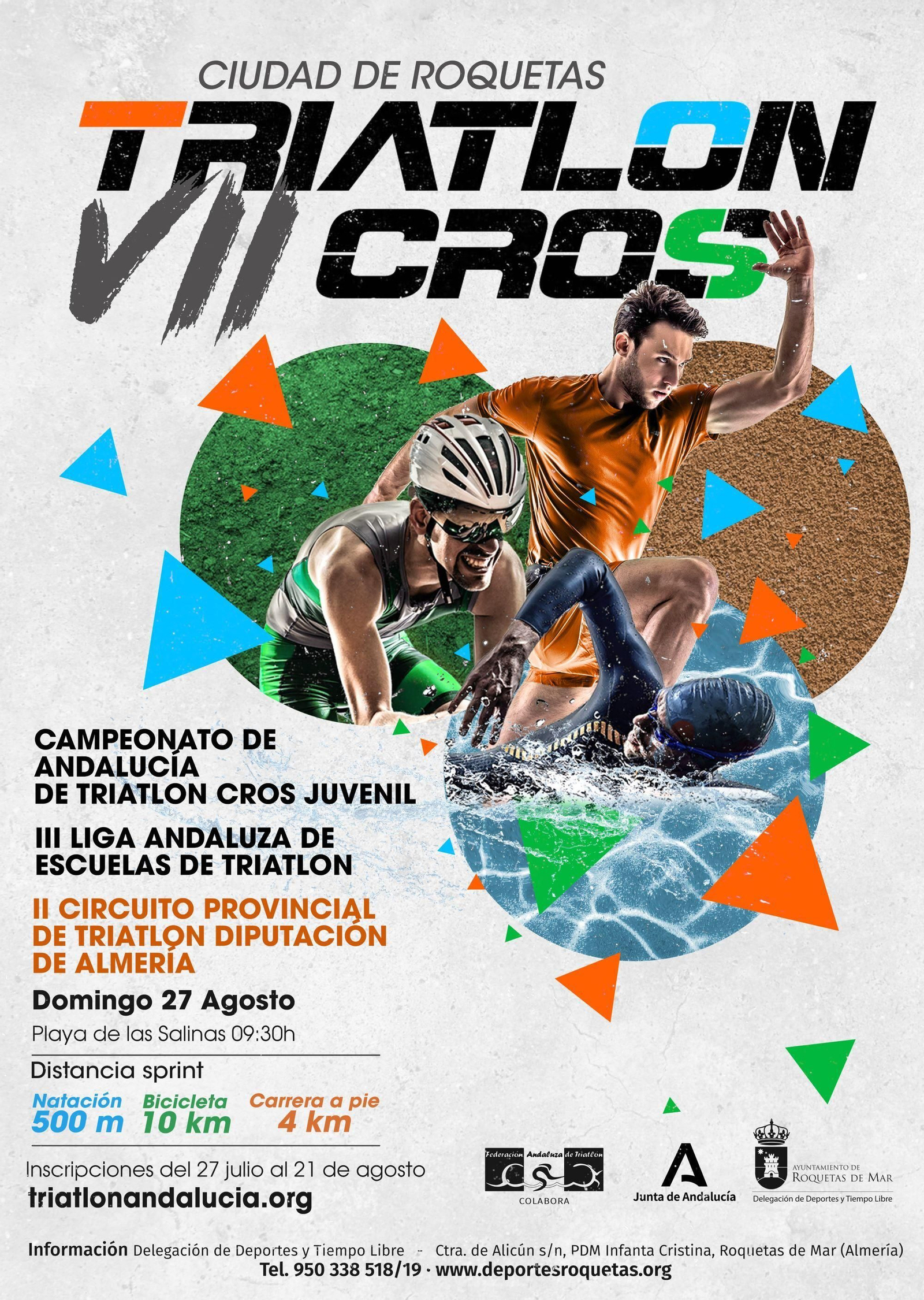 Cartel del VII Triatlón Cros 'Ciudad de Roquetas' que se celebra este domingo.