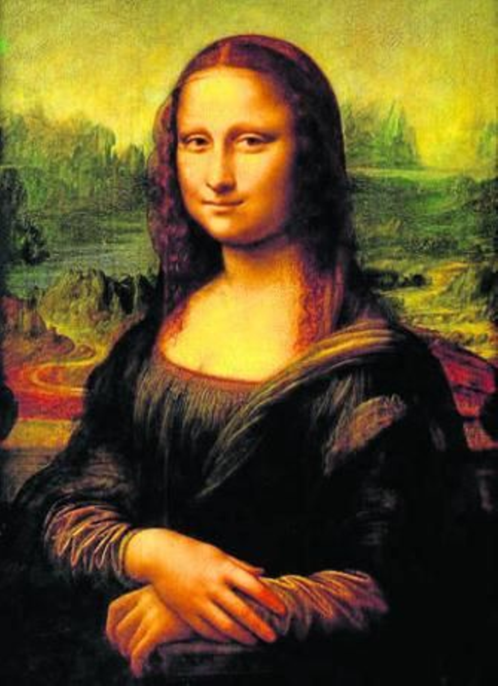 Tres imágenes de una misma 'Gioconda': a la izquierda, la original, pintada por Leonardo da Vinci entre 1503 y 1519. La segunda es la 'hermana gemela', pintada simultáneamente por un discípulo del pintor y que acaba de ser presentada en el mundo del arte. El tercer cuadro es 'La Gioconda del Prado' antes de que se eliminara la capa negra que cubría el paisaje.