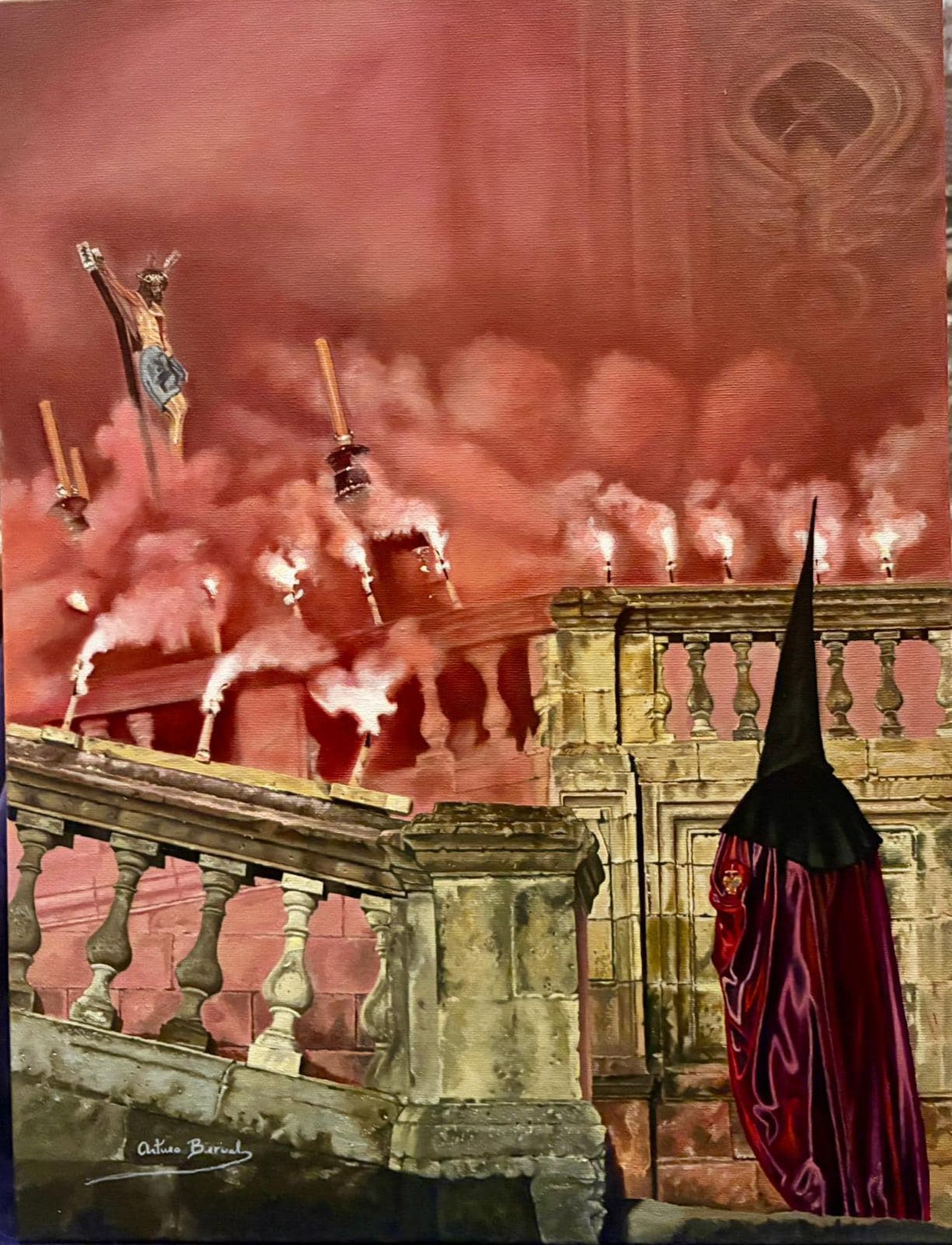 La pintura que ilustrará la papeleta de sitio de la Hermandad de la Viga.