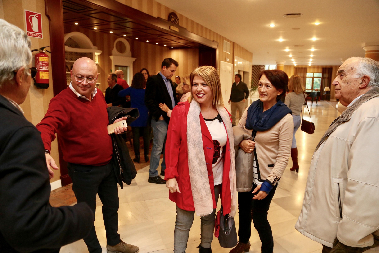 Mamen Sánchez, a su llegada al hotel Guadalete.