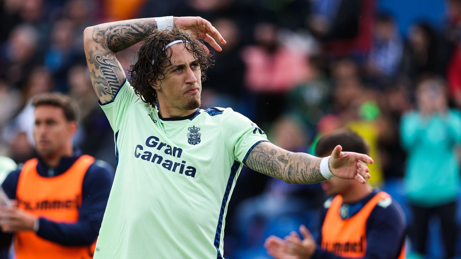 Fábio Silva celebrando un gol con Las Palmas