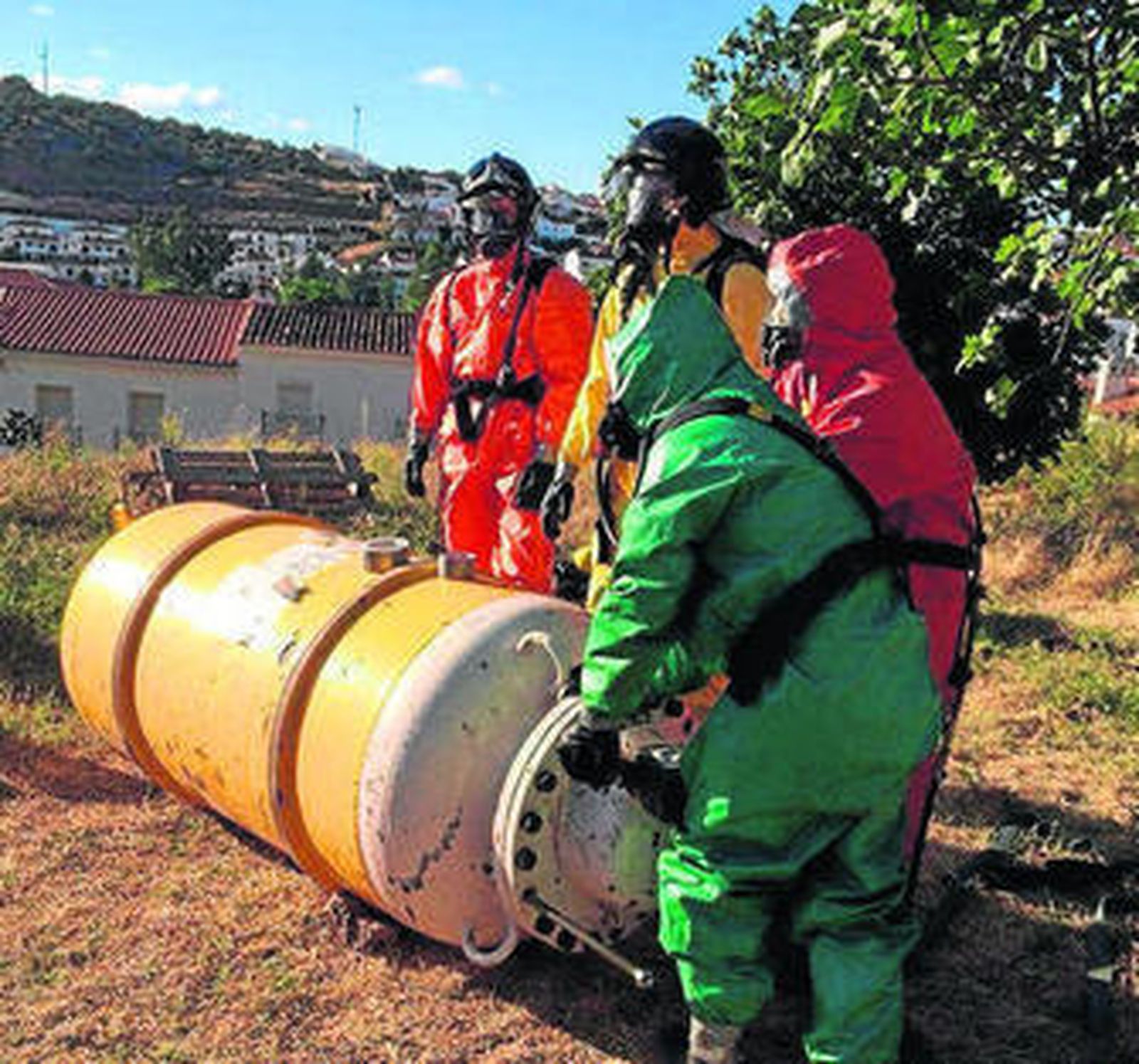 Bidón de cloro localizado ayer en Aracena.