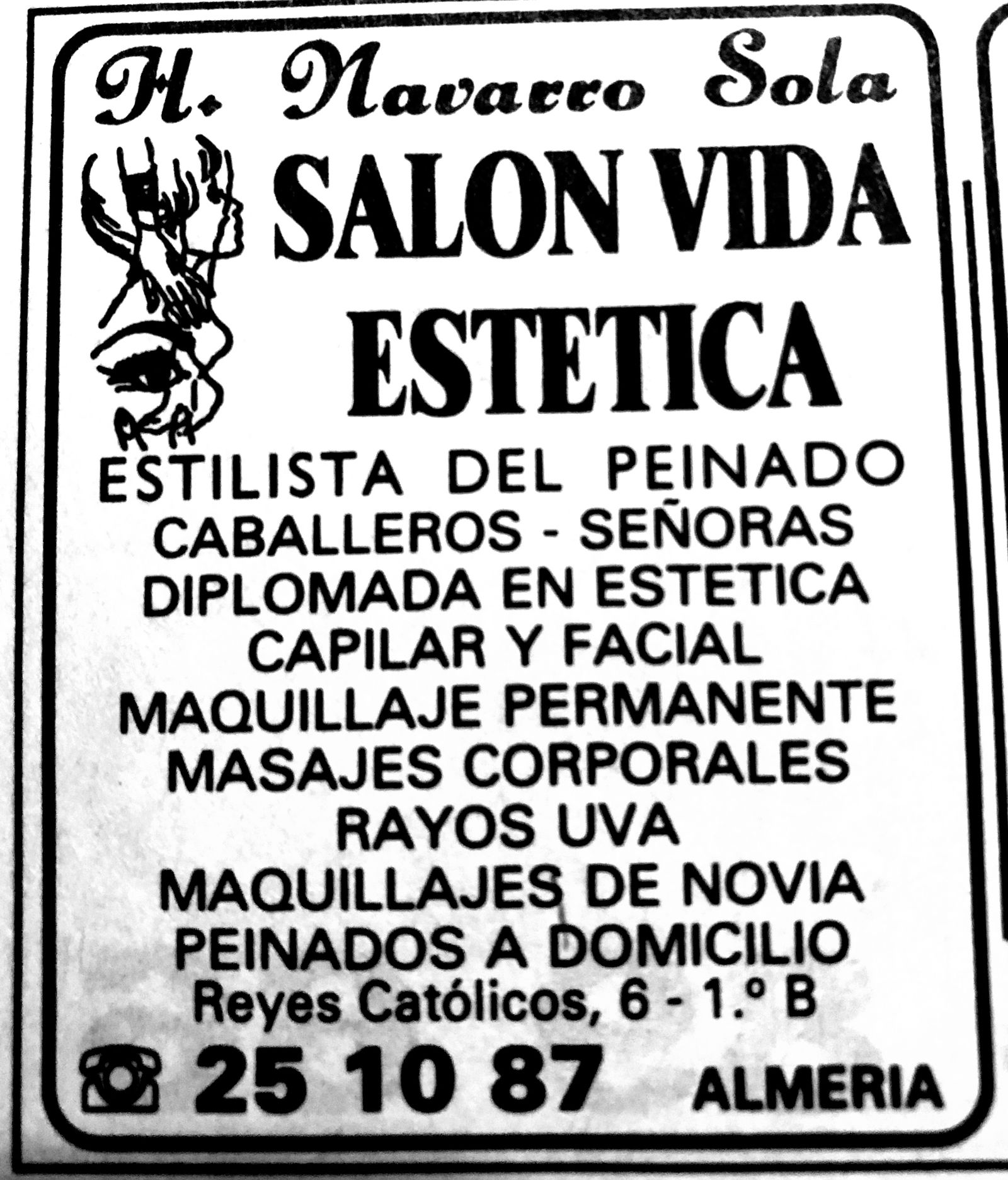 Recorte de un anuncio en prensa de un salón de estética en los 70