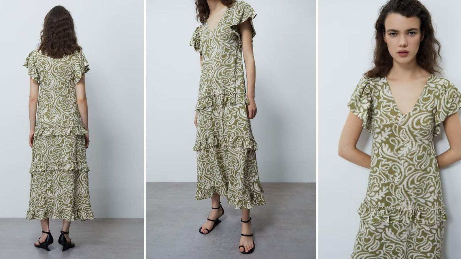 Vestido estampado con volantes de Sfera Vestido estampado con volantes de Sfera