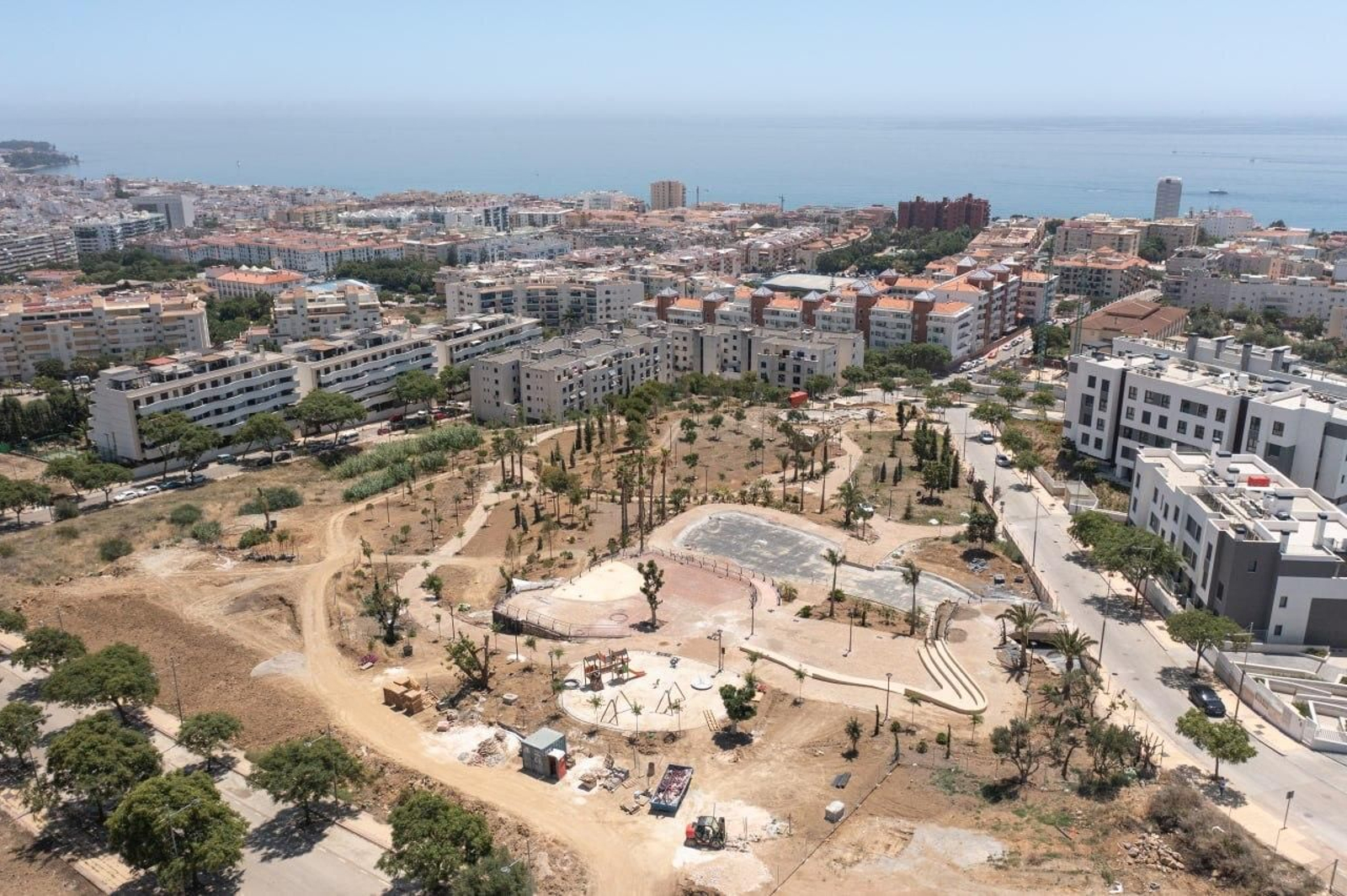La obra del futuro pulmón verde de Las Mesas, en Estepona.