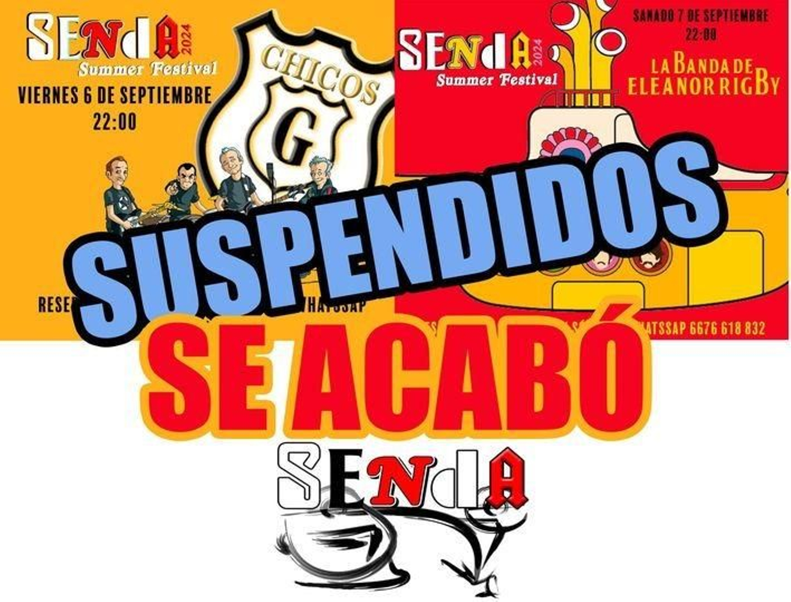Cartel que anuncia la suspensión de los próximos conciertos en Senda Antrocafé.
