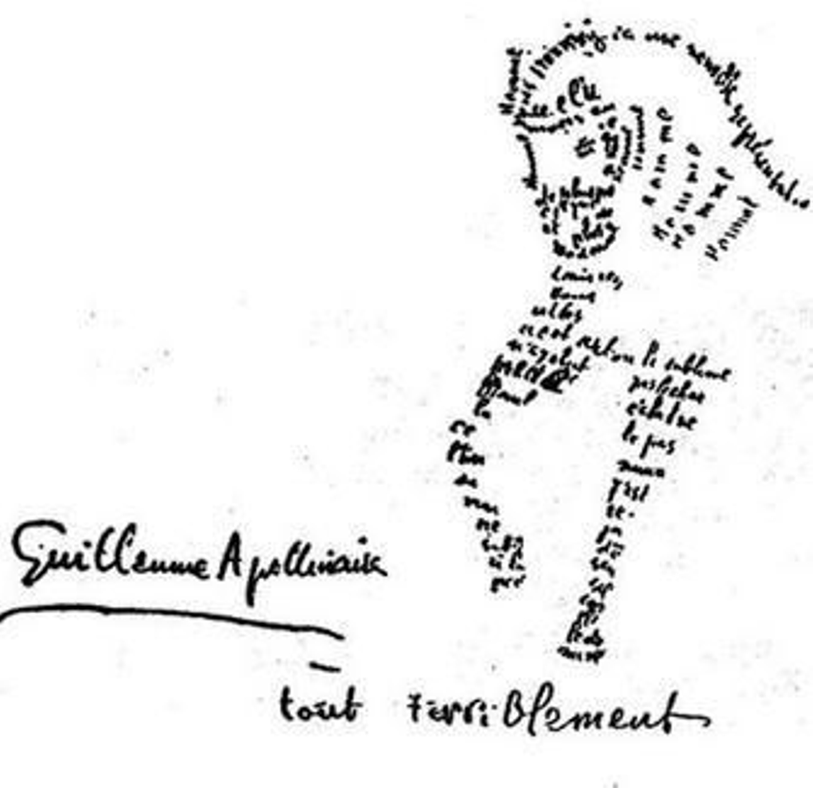 Uno de los textos que el poeta Apollinaire envió a su amante Lou.