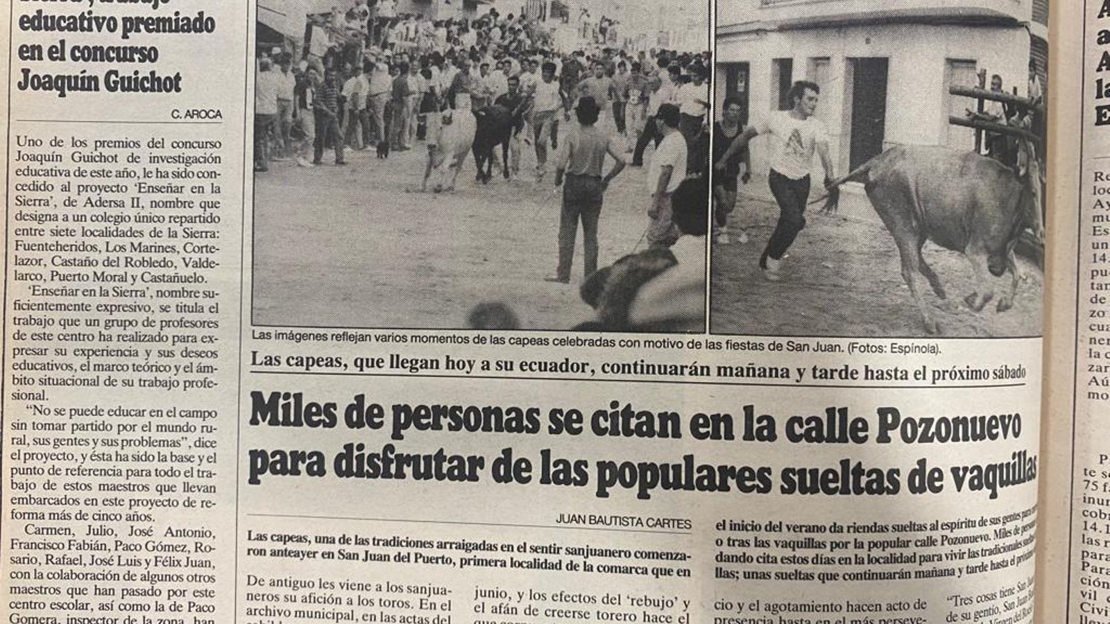 Página del periódico Huelva Información que recogió la noticia.