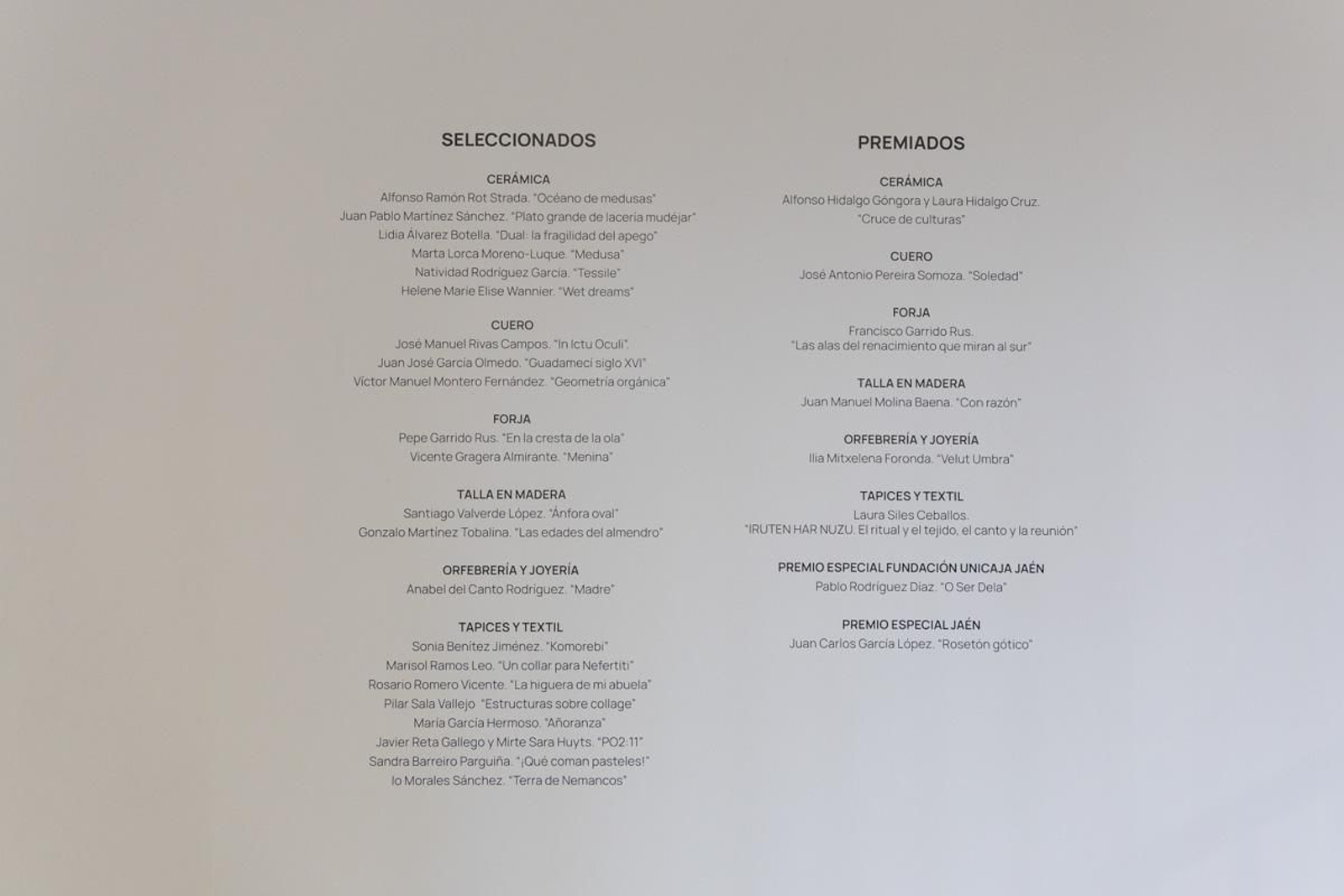 XXVI Premio Fundación Unicaja de Artesanía