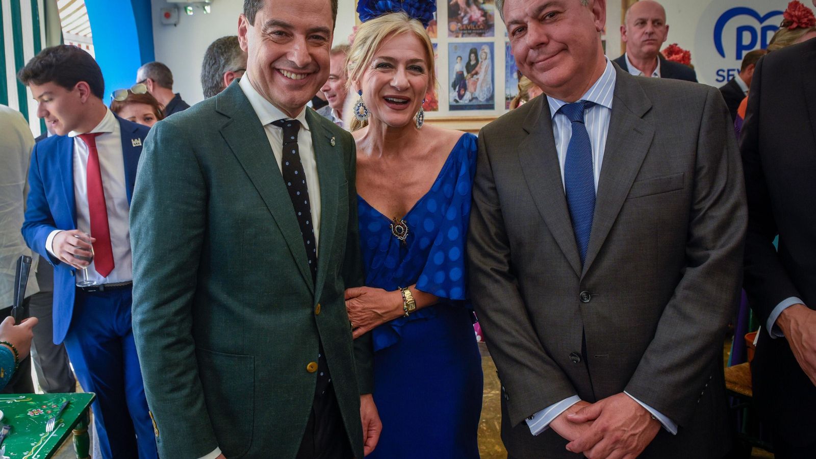 Juanma Moreno, Patricia del Pozo y José Luis Sanz.