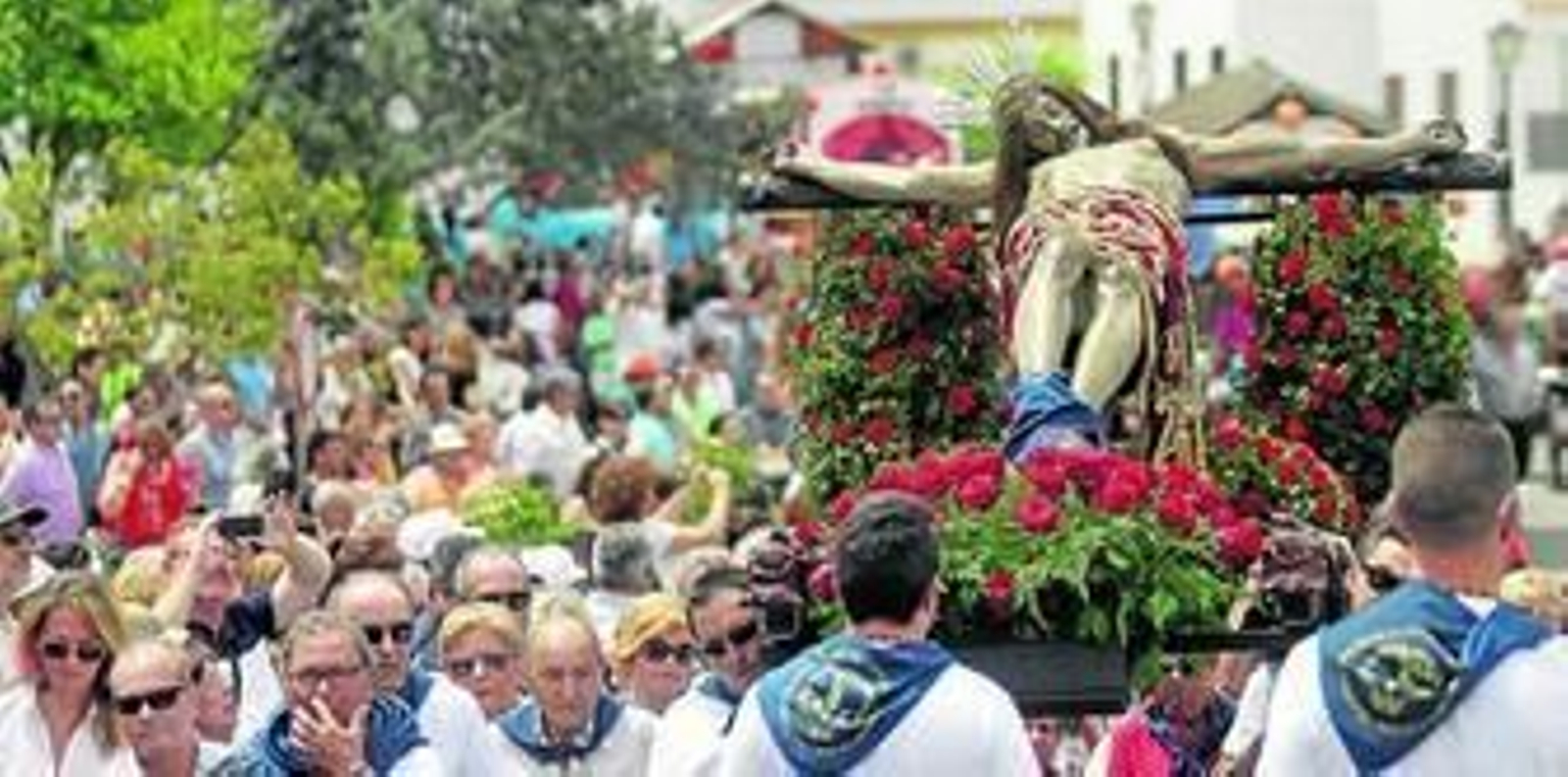 La imagen del Santísimo Cristo de La Almoraima durante la procesión de la pasada romería, a principios de mayo.