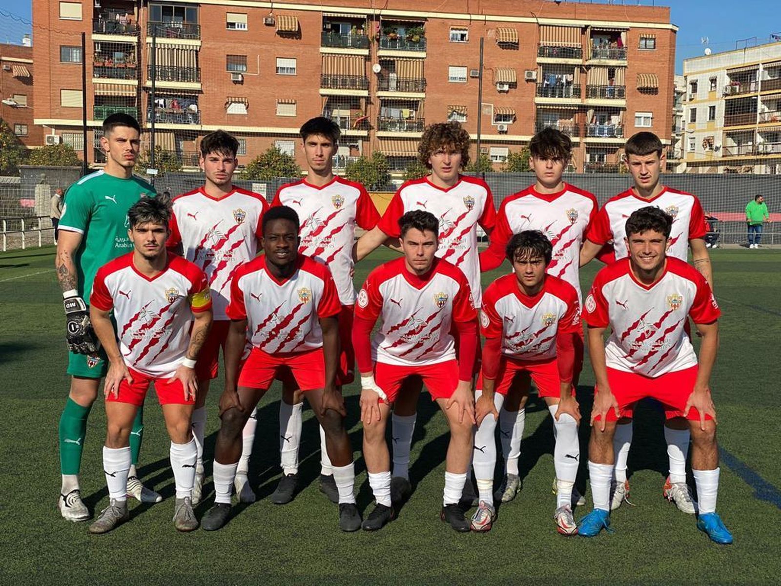 Formación inicial del Almería juvenil en Córdoba.