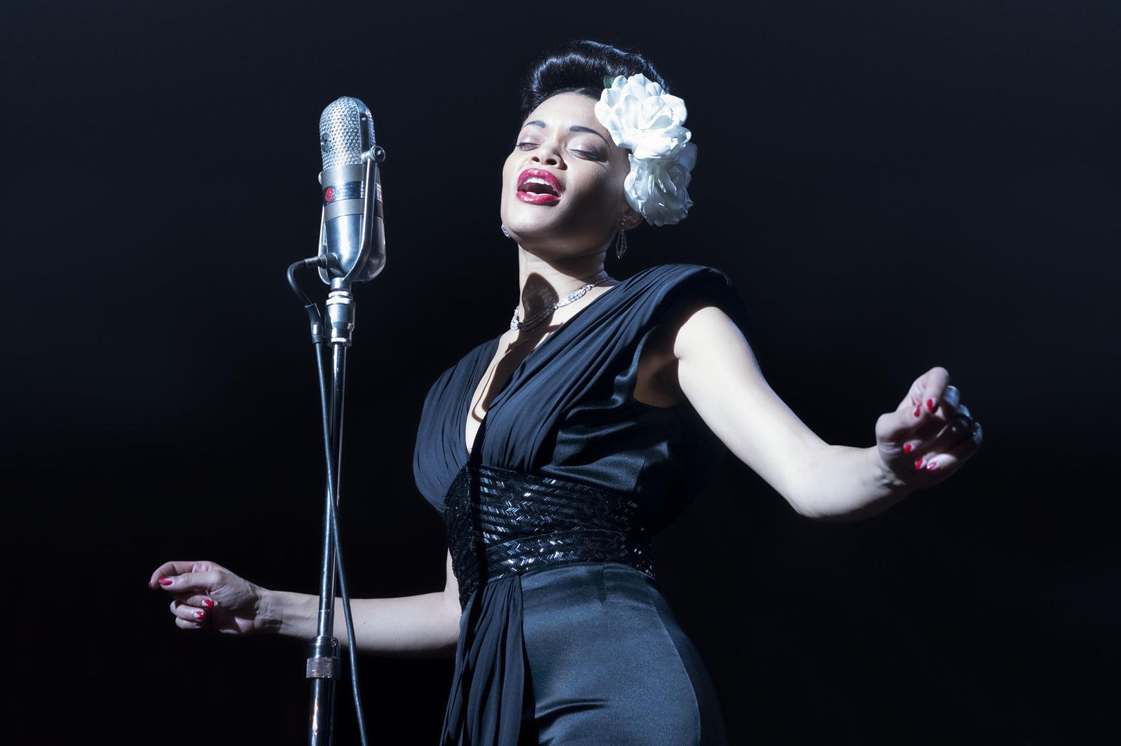Andra Day, caracterizada como Billie Holiday en la recién estrenada película de Lee Daniels.