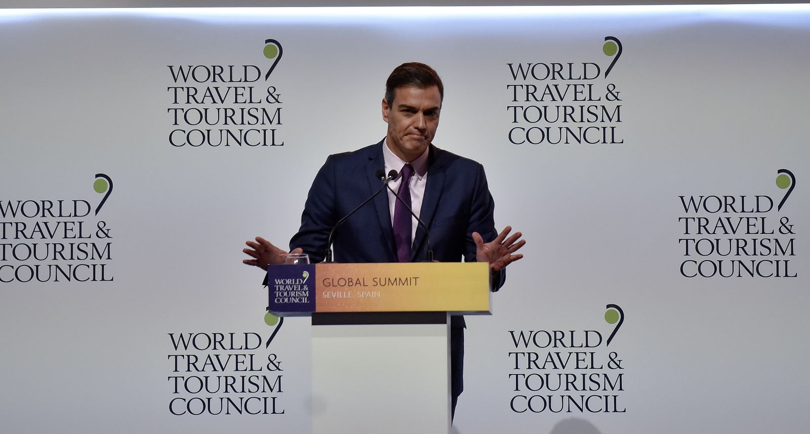 Pedro Sánchez, en la inauguración de la WTTC 2019 Sevilla