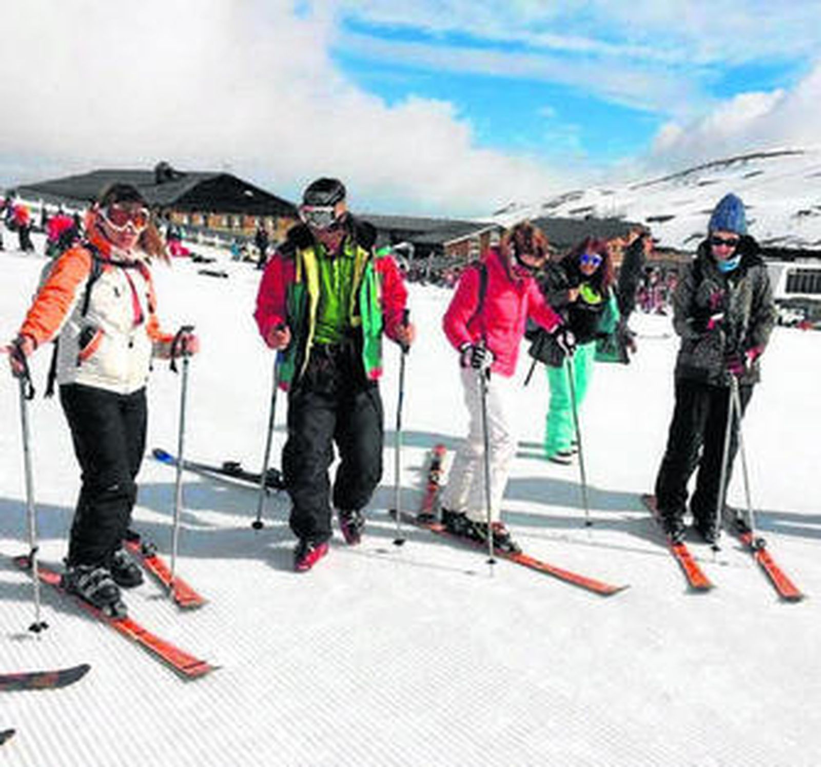 Algunos de los amantes del deporte de la nieve.