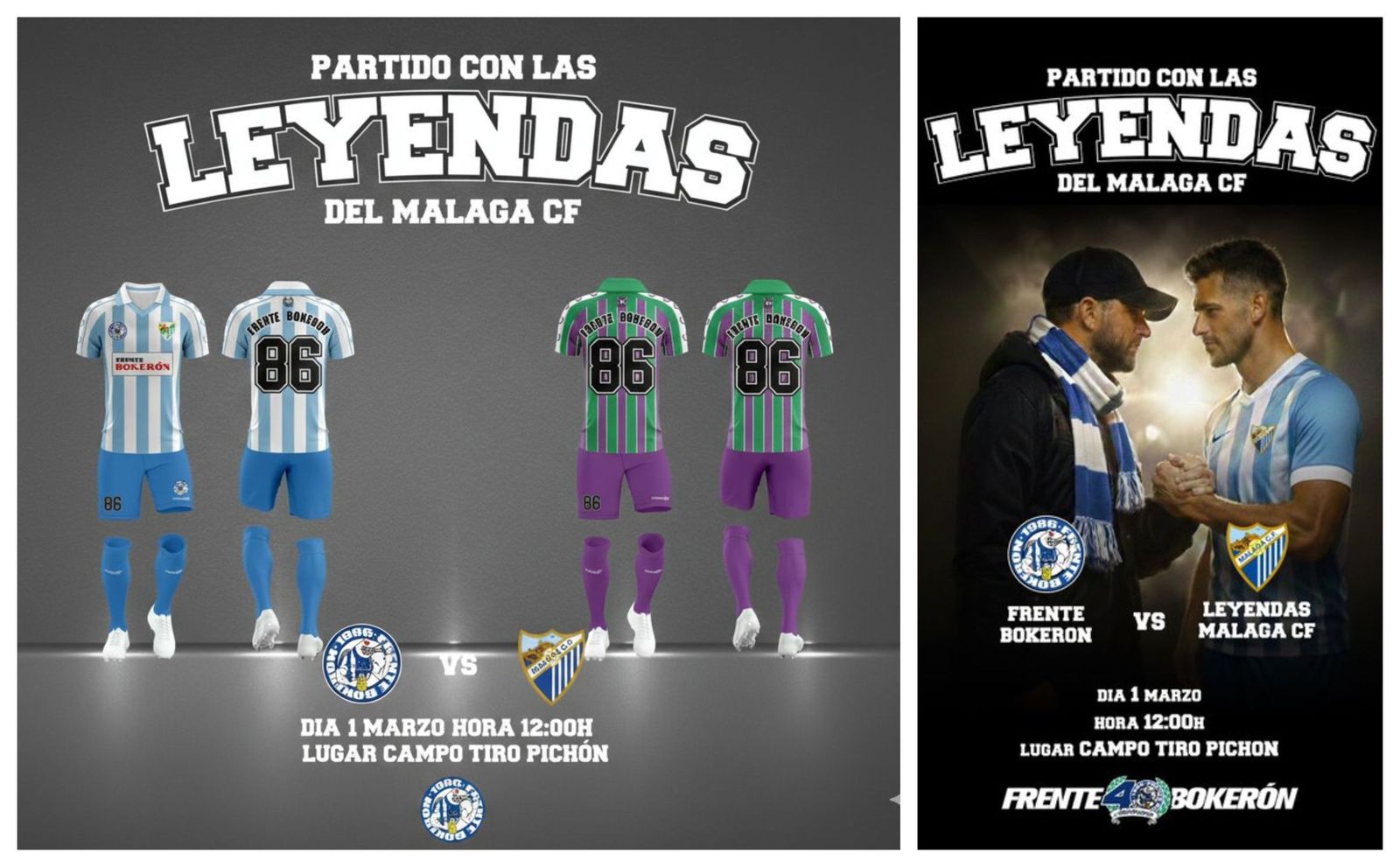 Carteles del partido entre el FB y Leyendas del MCF