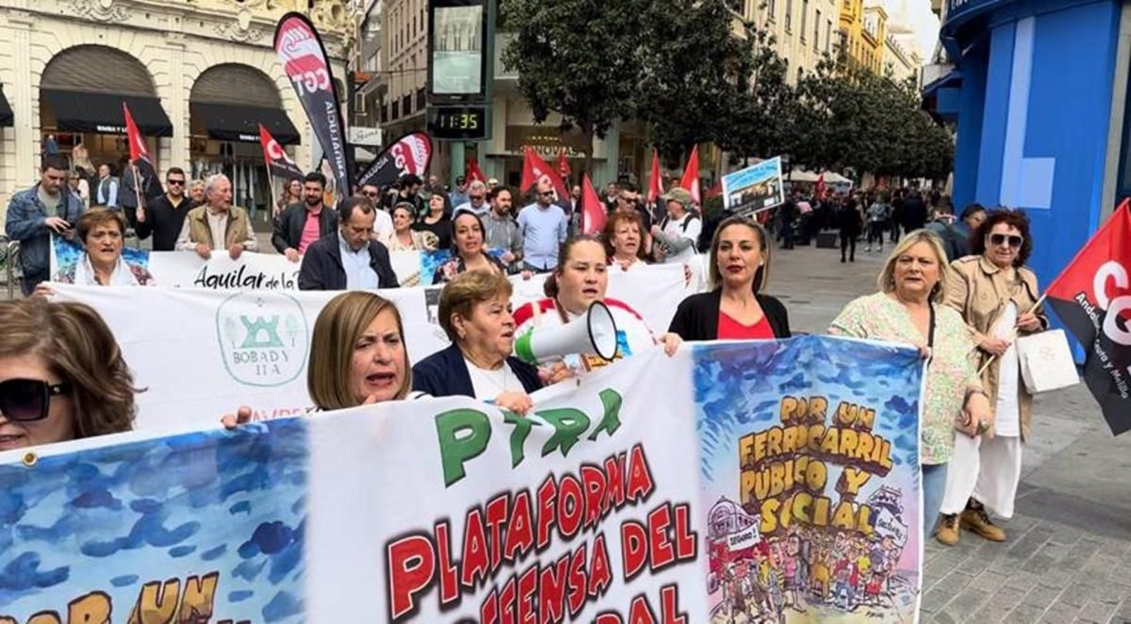 Protestas de la Plataforma en Defensa del Tren Rural Andaluz.