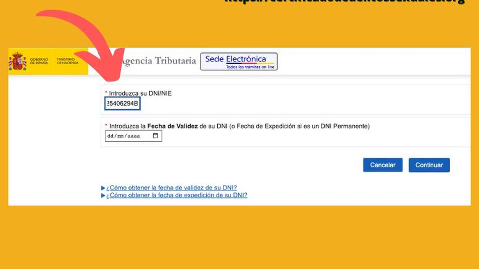 Cuarto paso para coneguir el certificado