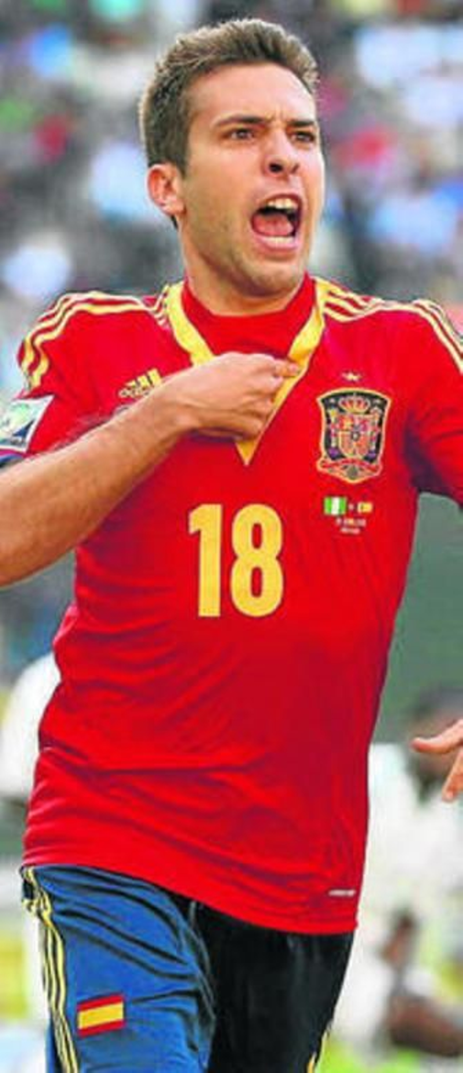 Jordi Alba celebra un gol.