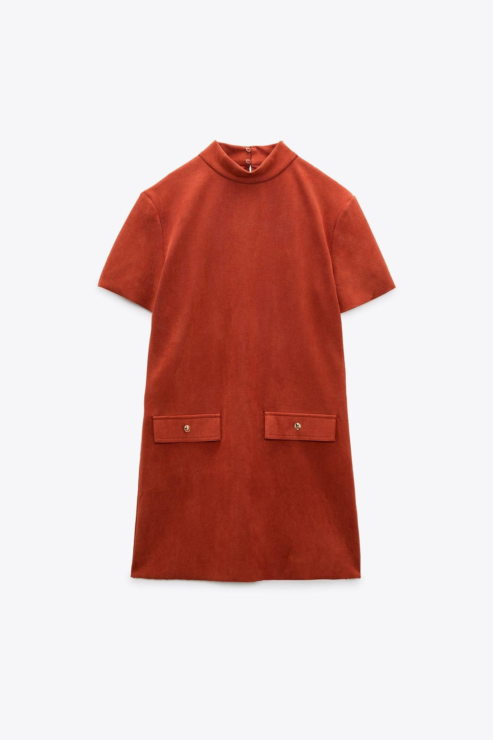 Vestido efecto ante de Zara en color caldera.