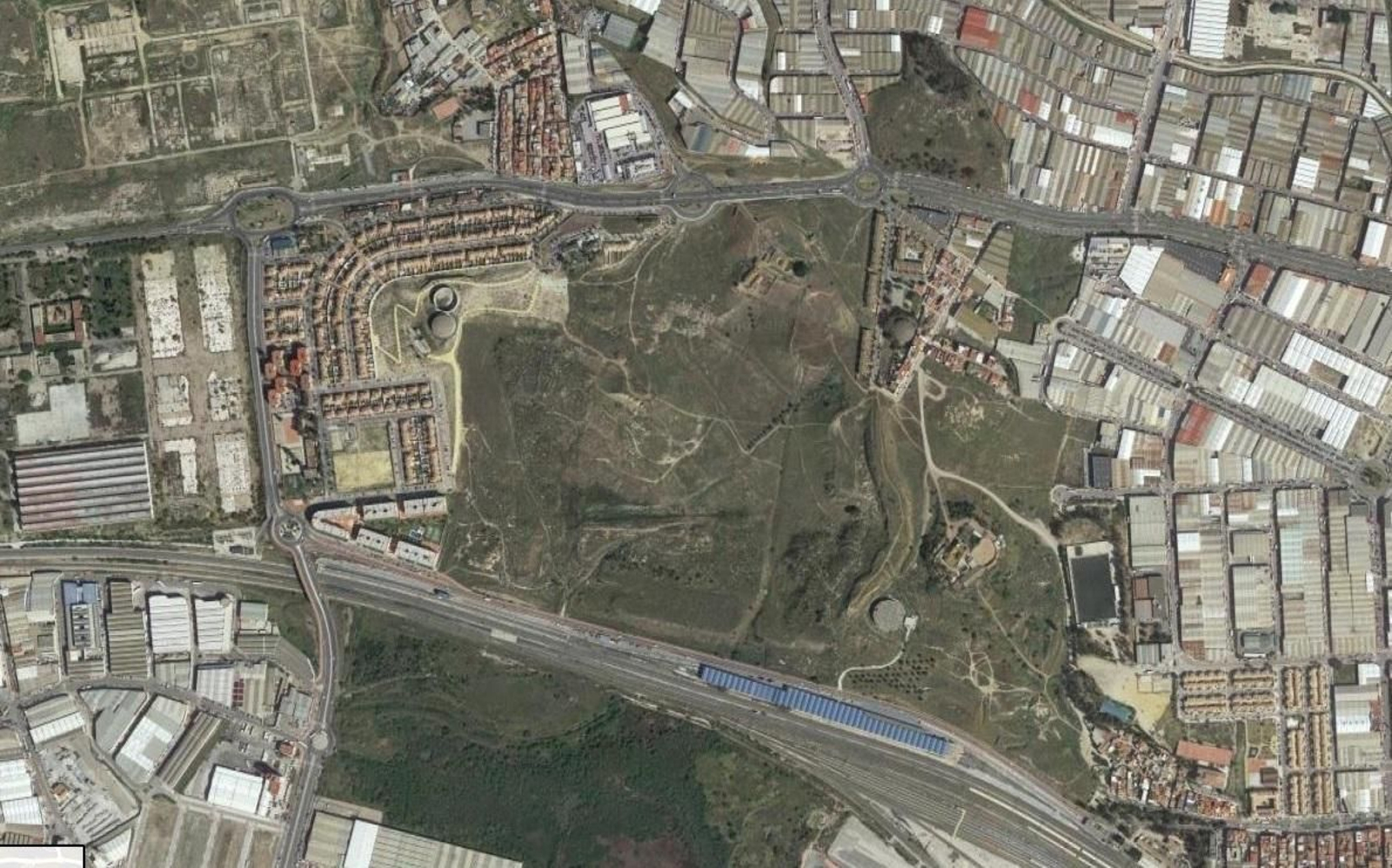 Image aérea tomada de Google Maps de los terrenos de Sánchez Blanca.