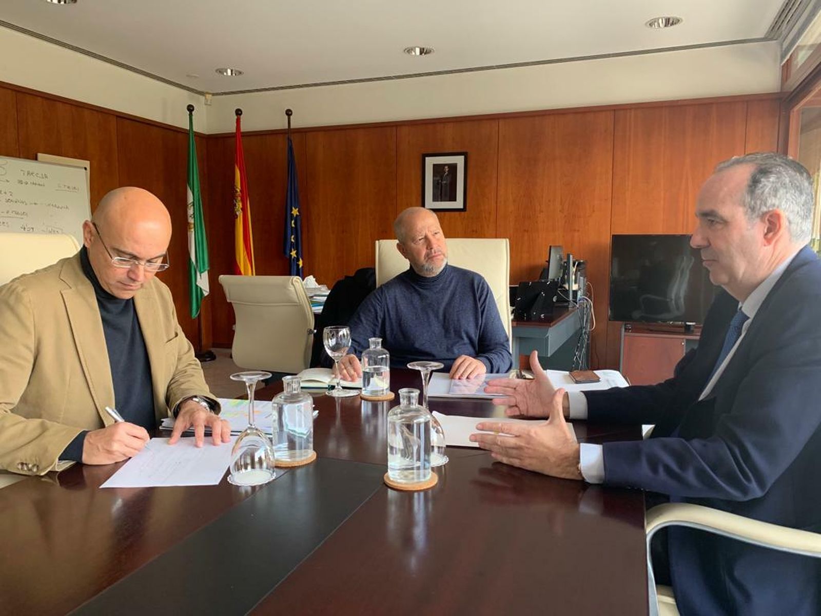 Joaquín Pérez Blanes, Javier Imbroda y Jaime Bretón.