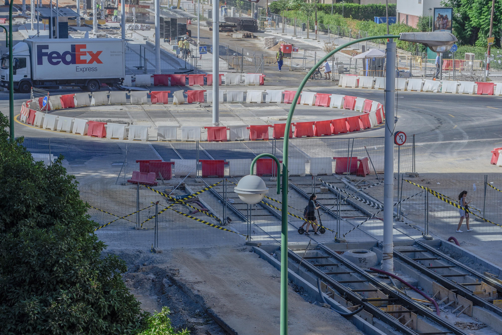 Imágenes de la situación de las obras del tranvía, en Nervión