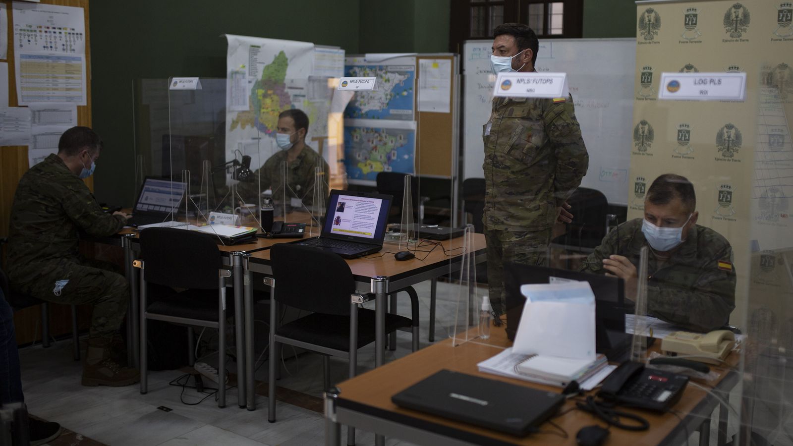 Centro de mando de la operación Baluarte, en el edificio de Capitanía de Sevilla.