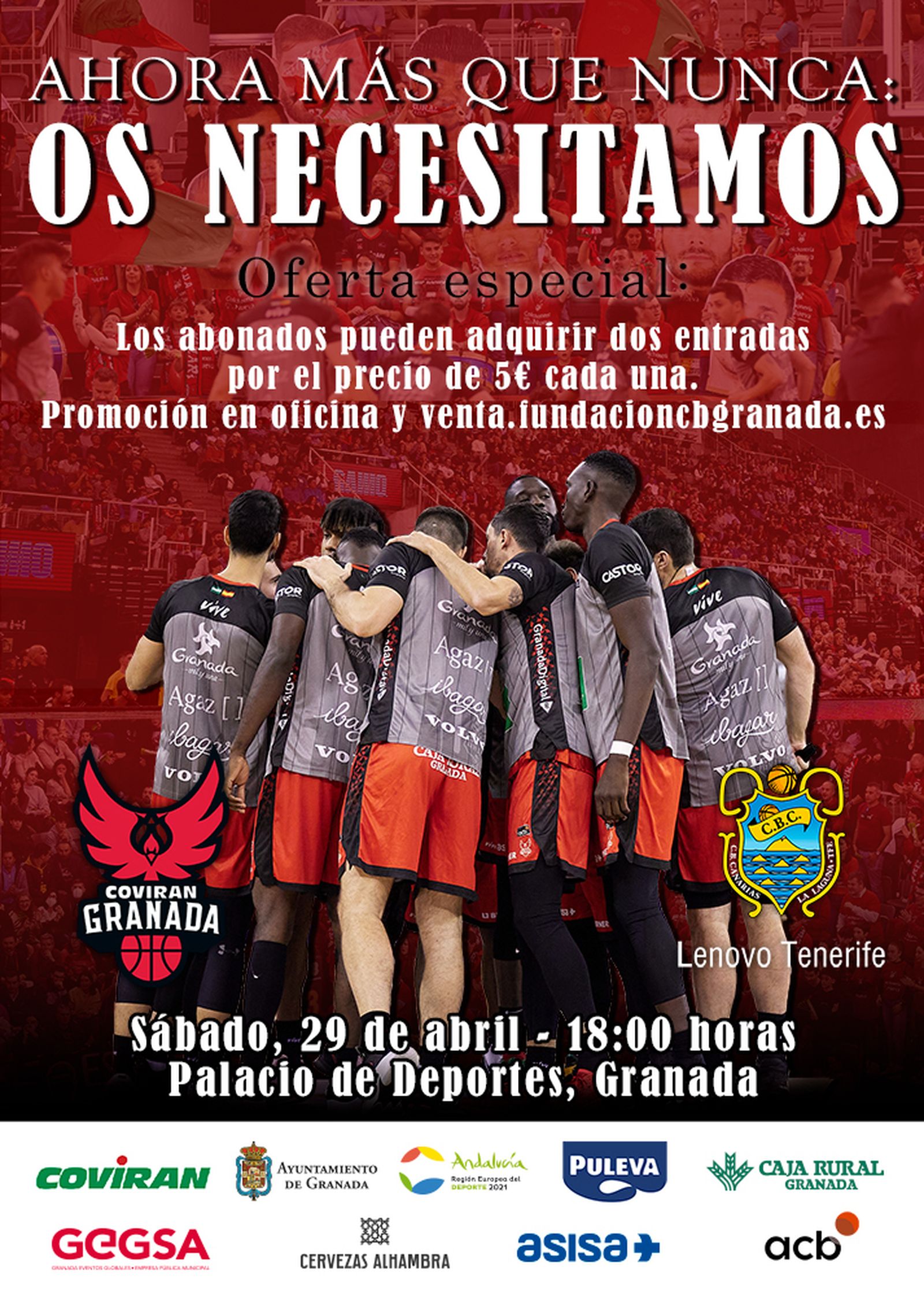 Cartel de promoción del partido ante el Lenovo Tenerife