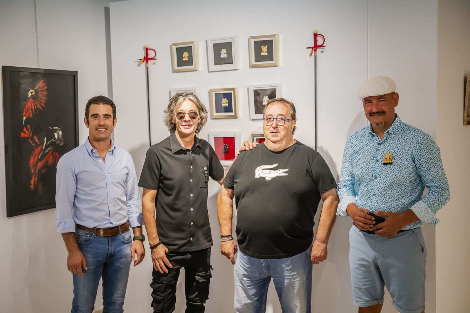 Pedro Marín, Remy, José Juan Rubí y Toro Tribal en la inauguración de la exposición en la sala Luis María Ansón.
