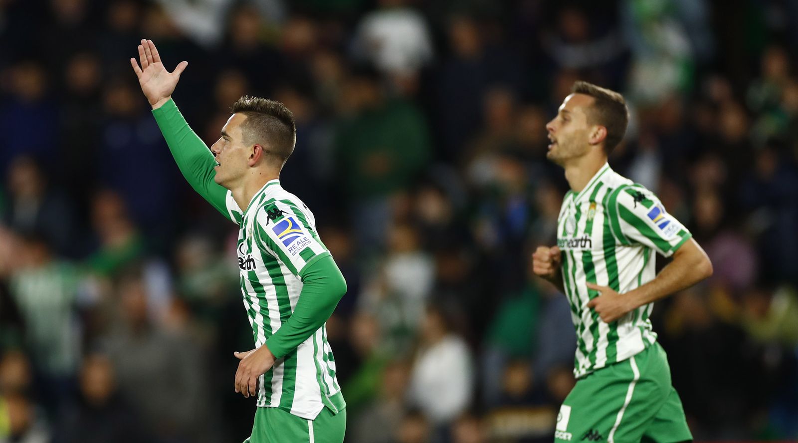 Lo Celso celebra uno de sus dos tantos ante el Villarreal.