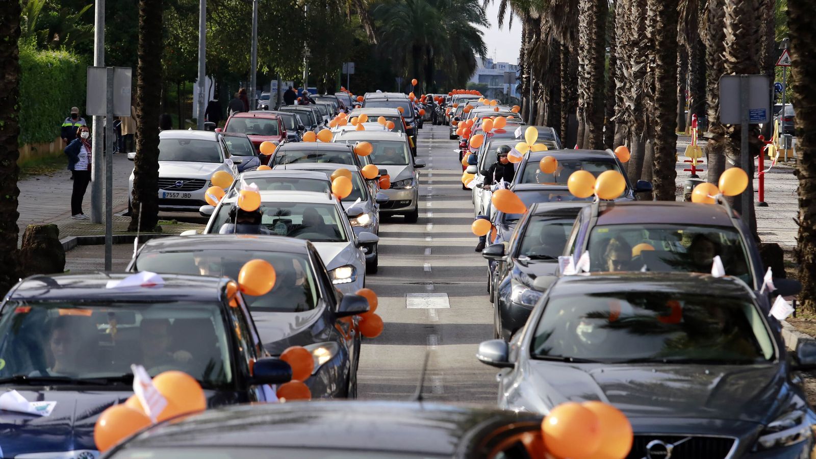 Imágenes de la manifestación en vehículos contra la Ley Celaá en Jerez